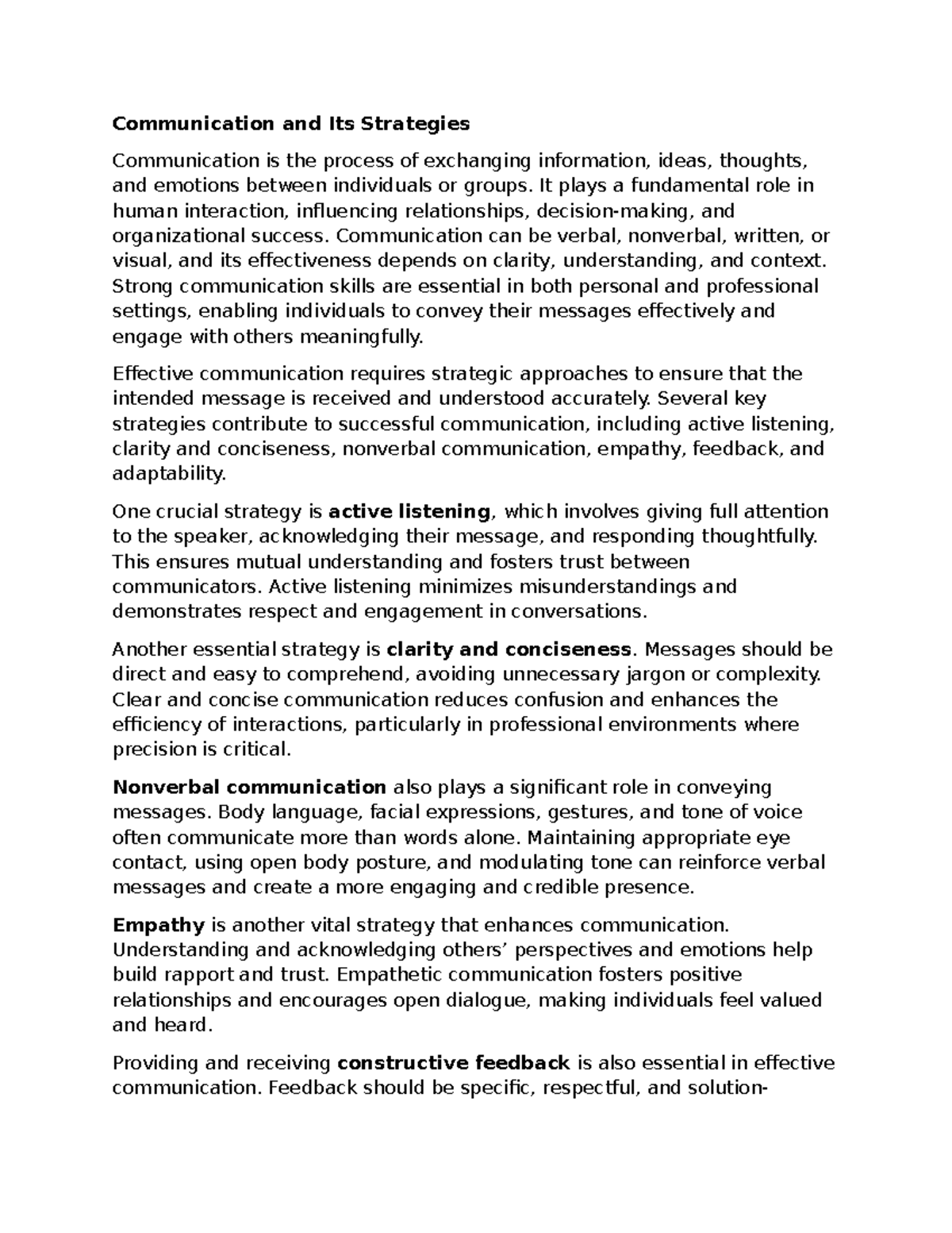 CMM111 - Lecture Notes on Effective Communication Strategies - Studocu