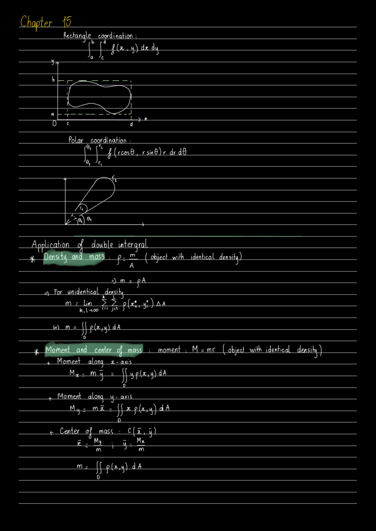 Calculus 2 Final Exam Chapter 15: Double Integrals & Mass Concepts ...