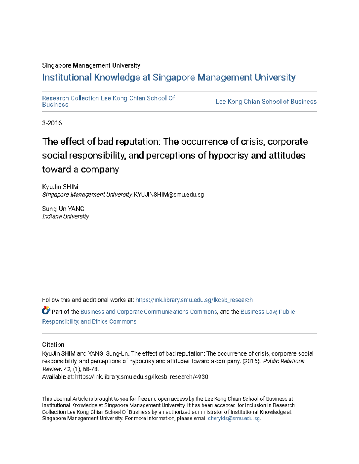 The Effect of Bad Reputation and Crisis on Corporate Hypocrisy ...