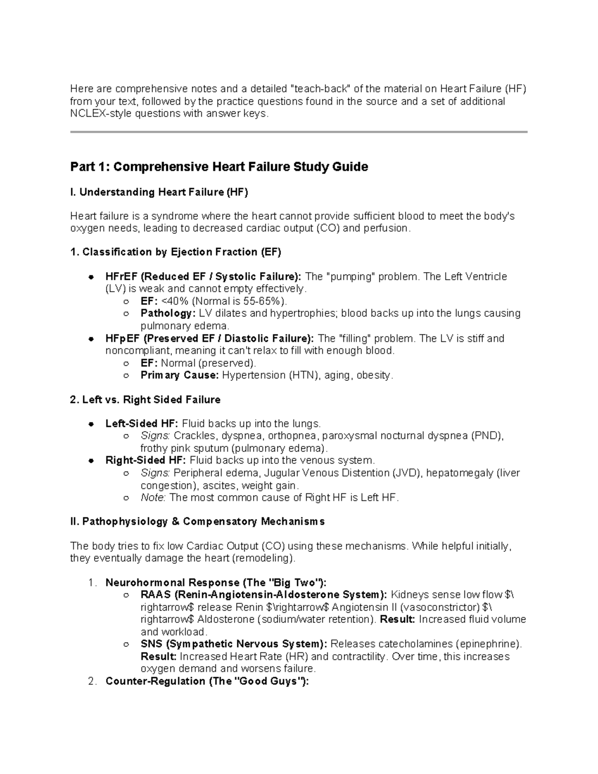 Comprehensive Study Guide on Heart Failure (HF) - Week 5 Readings - Studocu