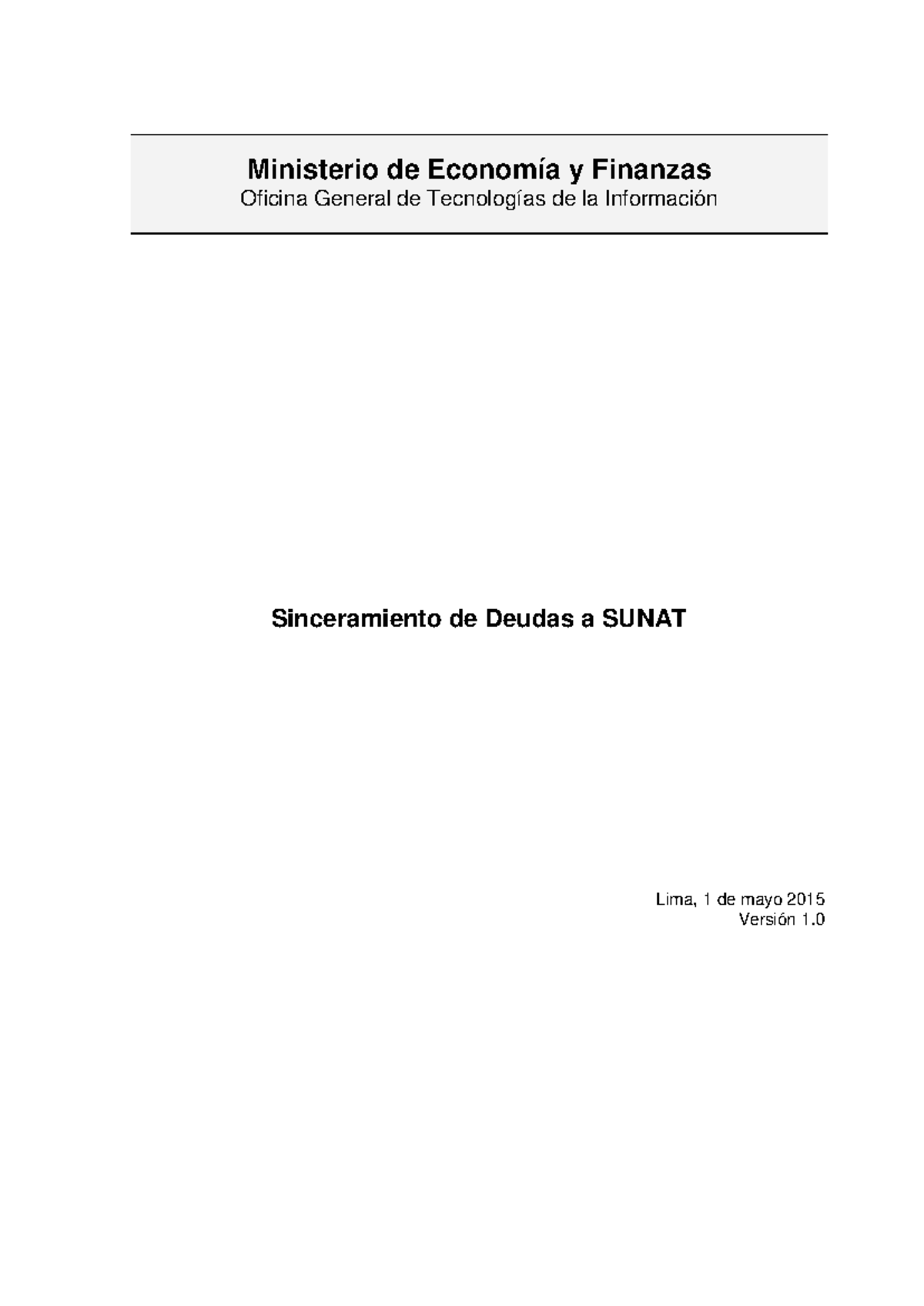 Sinceramiento de Deudas a SUNAT - Manual V1 para Municipios - Document Preview