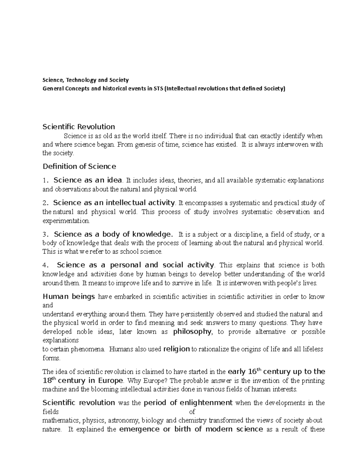 C3 General Concepts and historical events in STS - Science, Technology ...