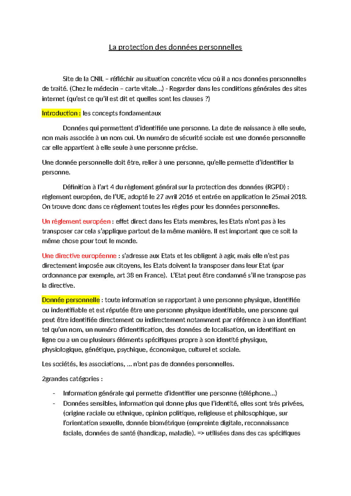 La protection des données personnelles : Analyse du RGPD et enjeux E ...