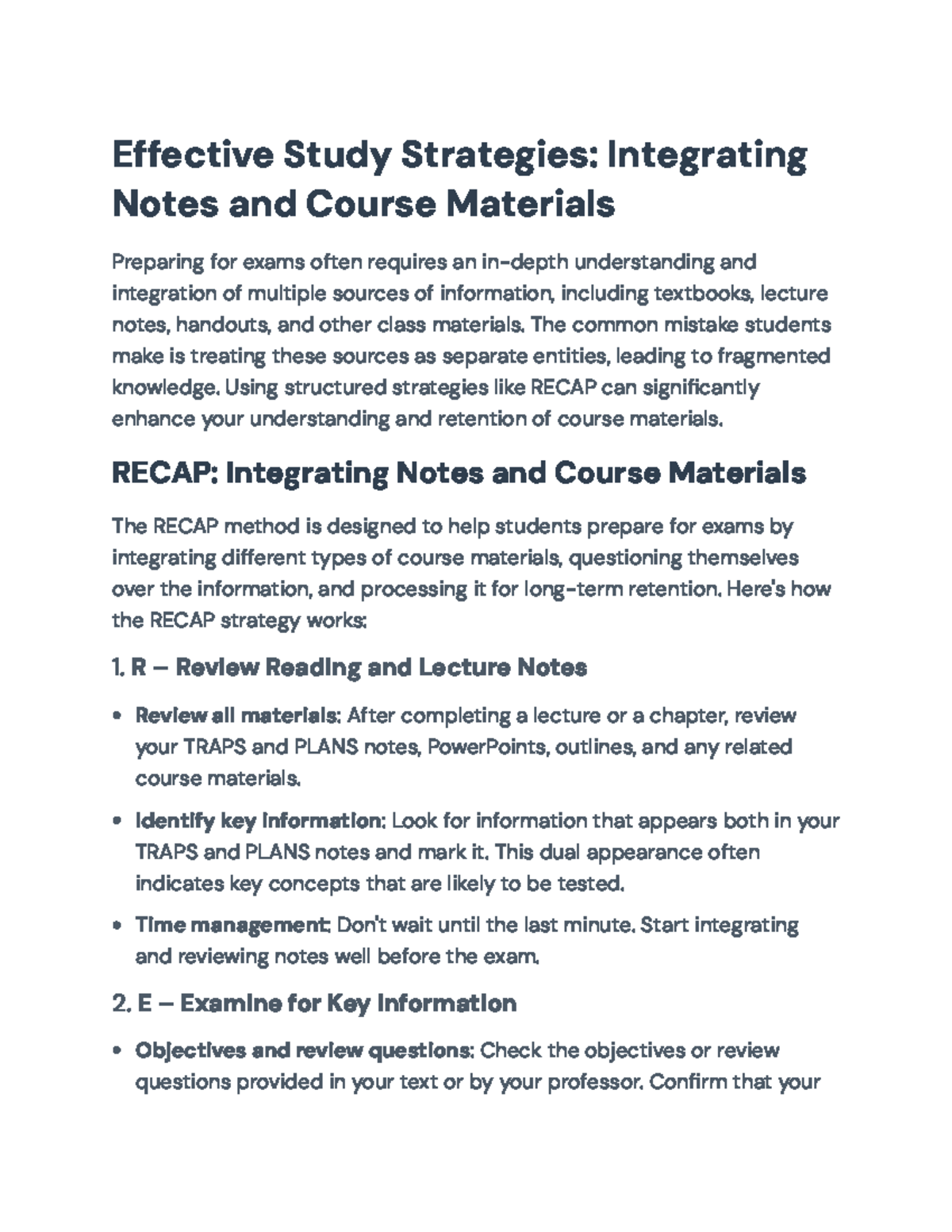 Effective Study Strategies: RECAP Method for Exam Preparation ...