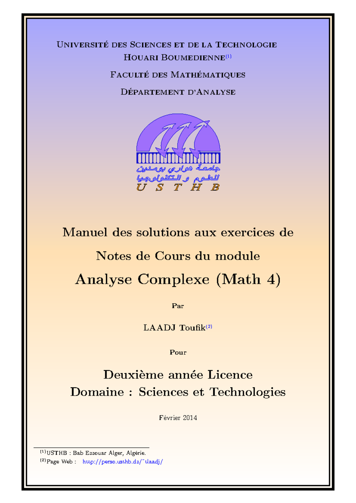 Solutions Manual CA - Manuel des solutions Analyse Complexe (Math 4 ...