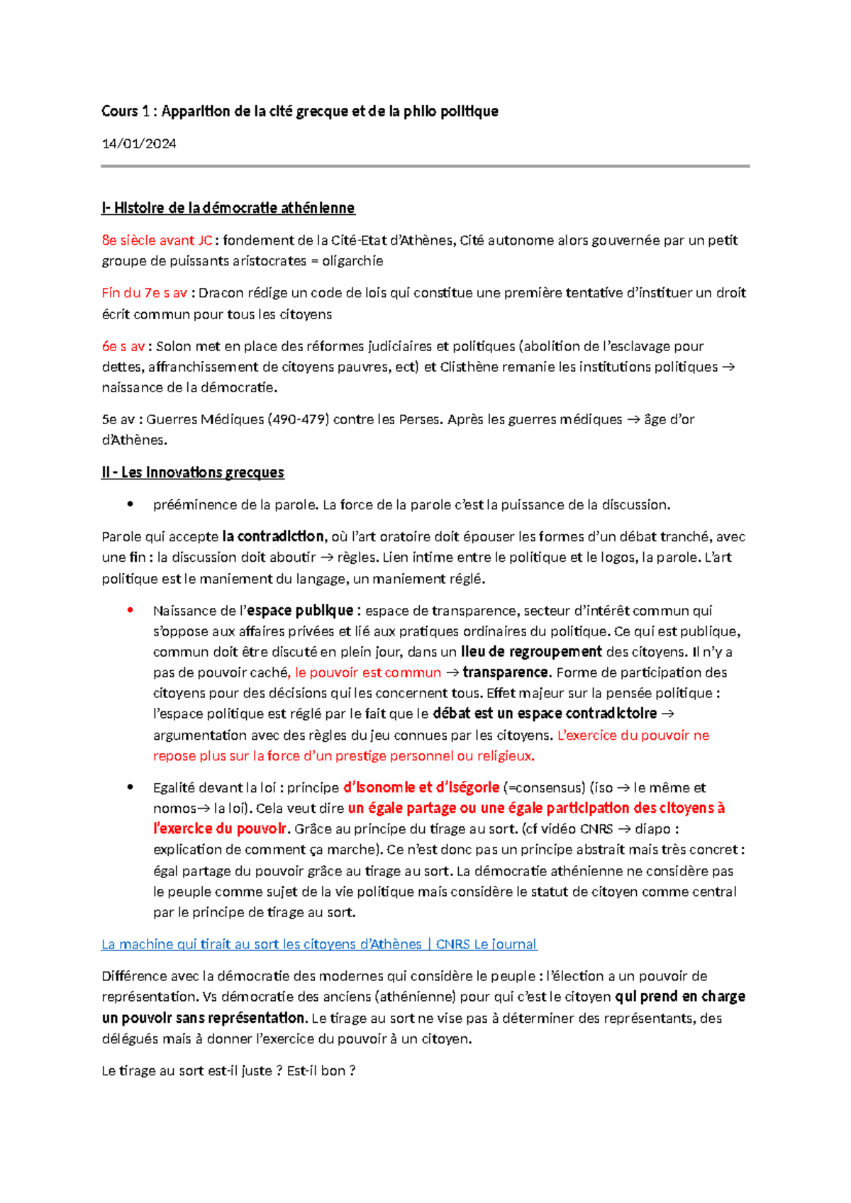 Cours complet d'hipam - Cours 1 : Apparition de la cité grecque et de ...
