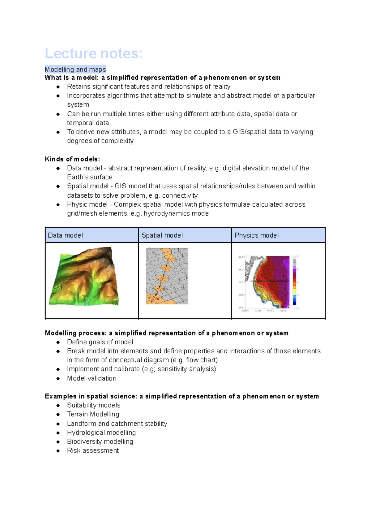 GEOS2161 - Lecture Notes on Modelling and Maps in Spatial Science - Studocu