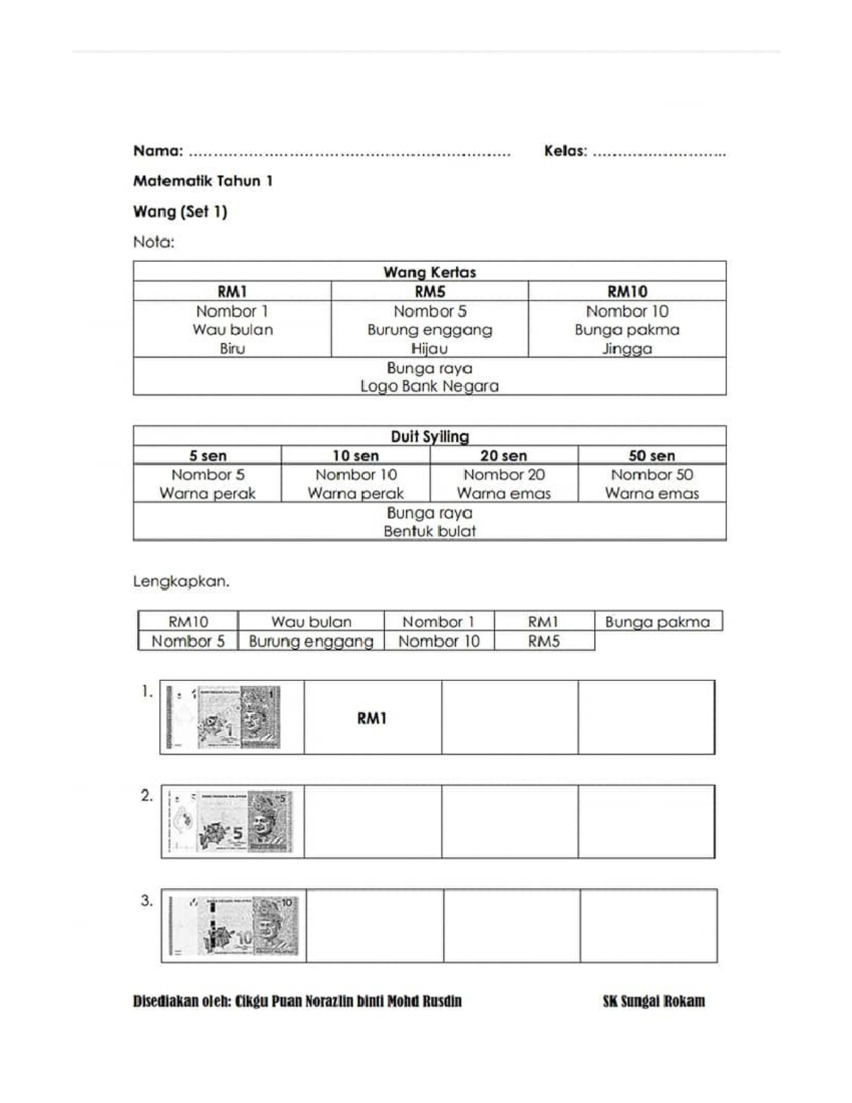 Wang - maths - Numn: T R Matematik Tahun 1 ROIOIE ...