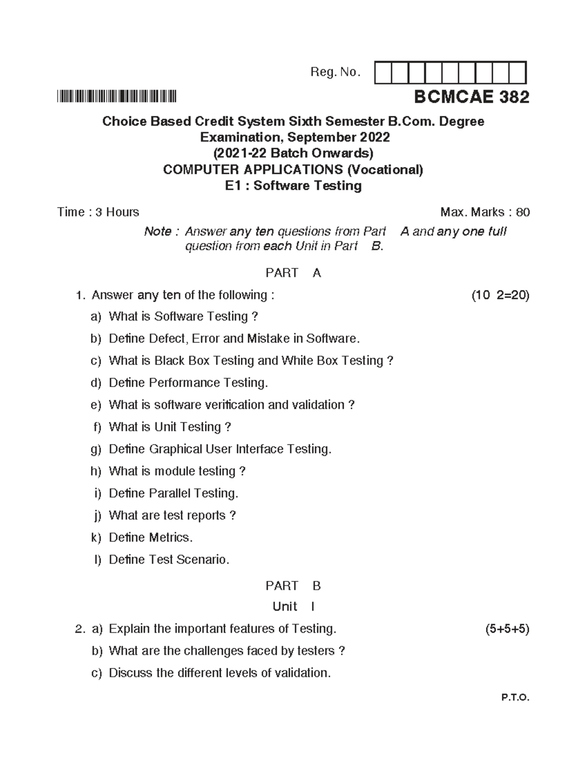 BCMCAE 382 - Software Testing Exam Guide for B.Com. 6th Sem - Studocu