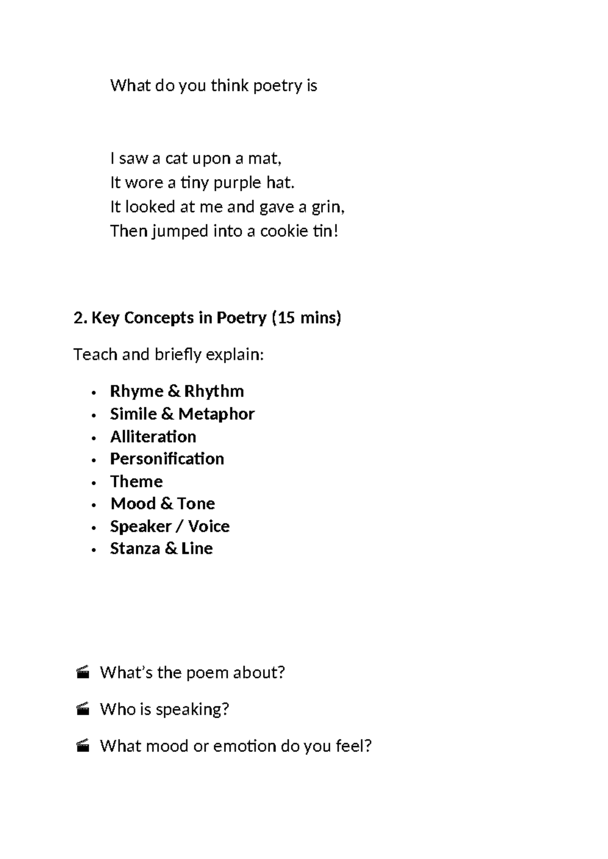 Rhymes Knowledge: Key Concepts in Poetry (ENG101) - Studocu