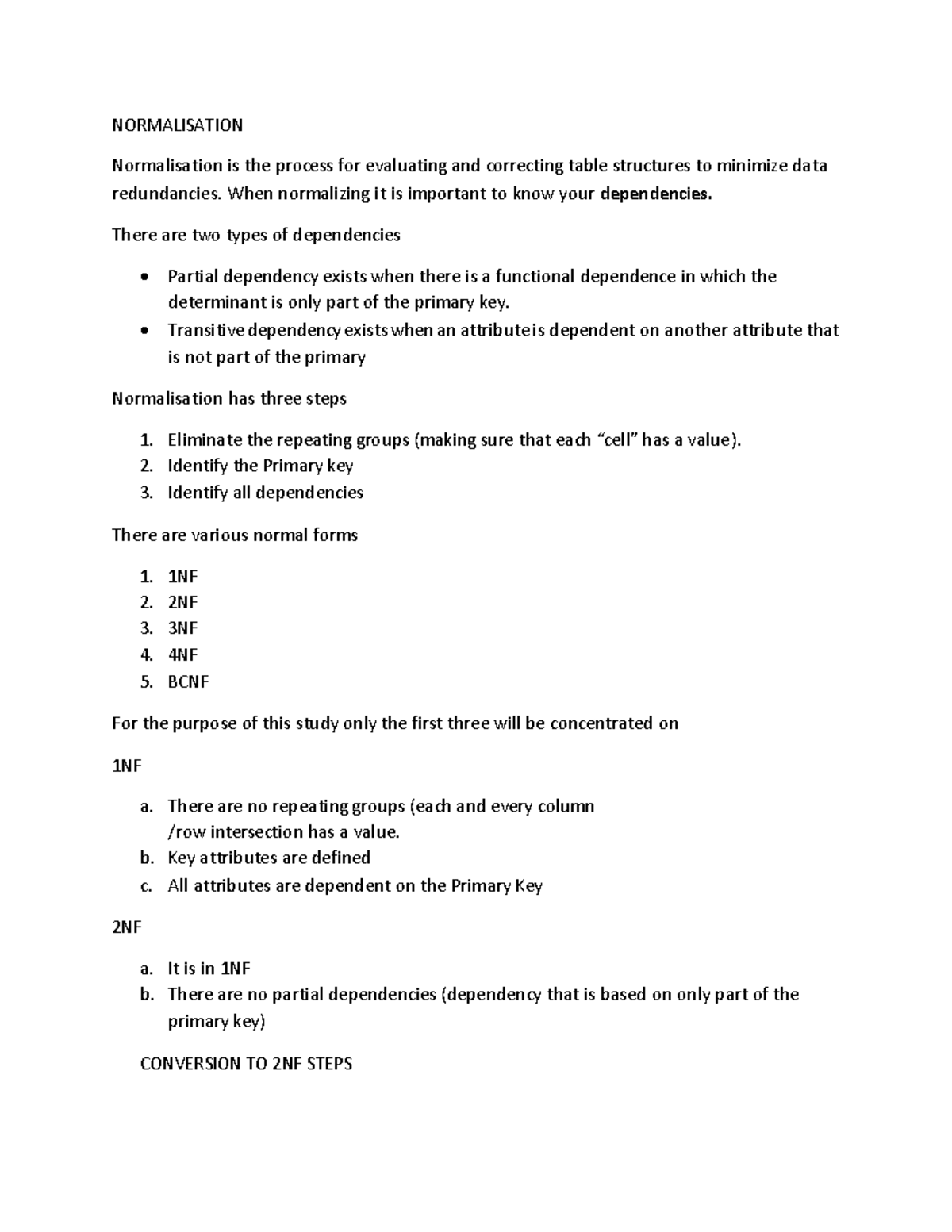 Normalization Process: Key Steps and Forms (CS101) - Studocu