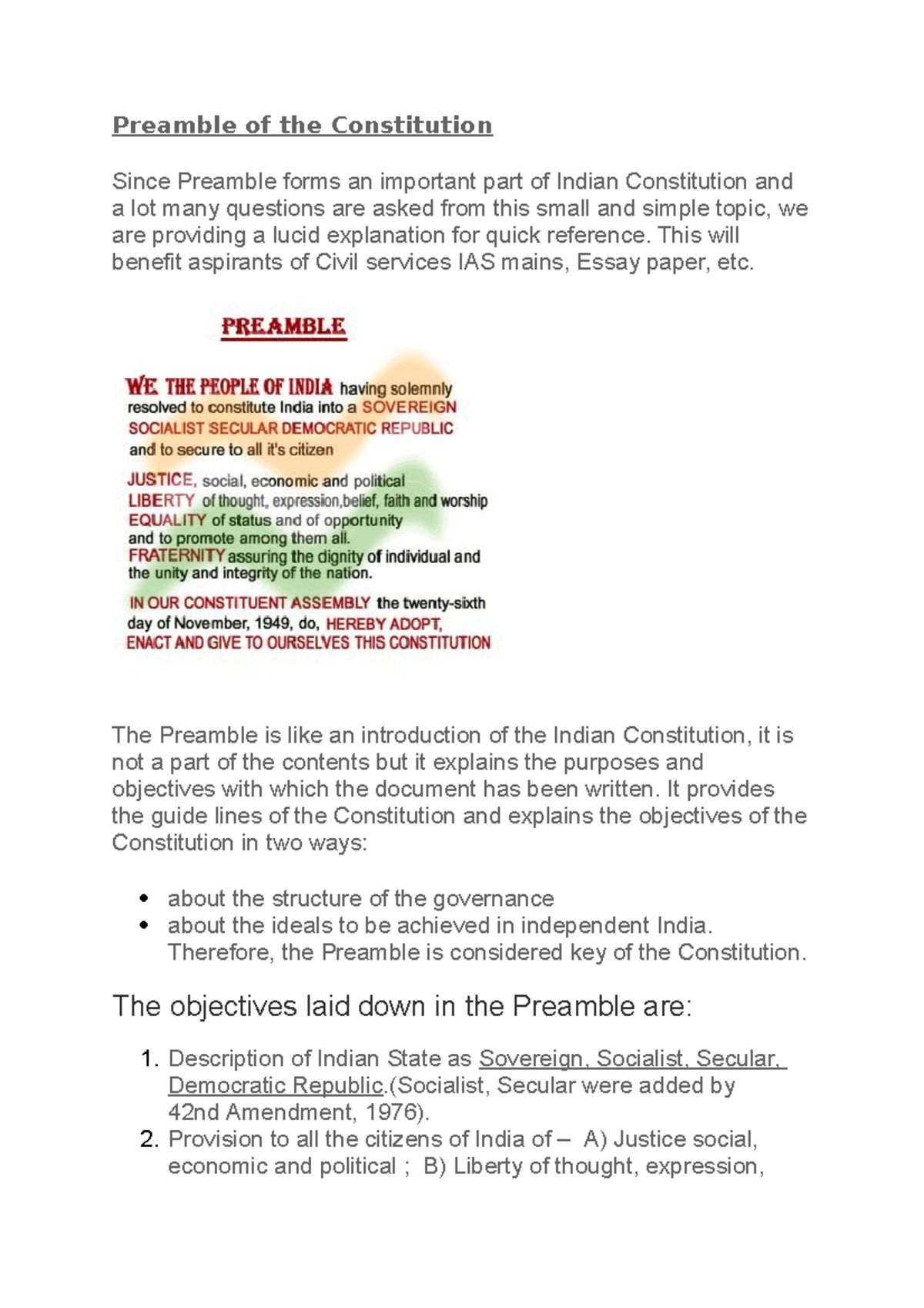 Preamble of the Indian Constitution: Key Objectives & Ideals Explained ...
