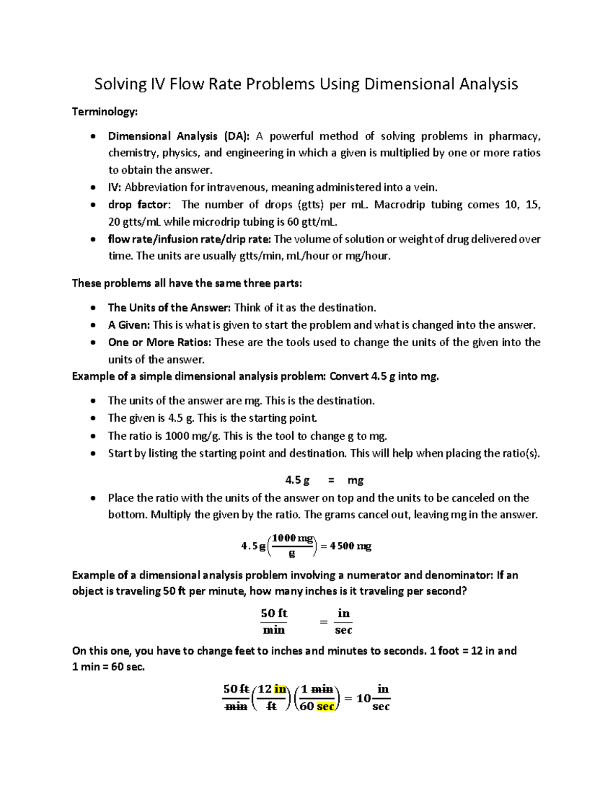 IV Flow Rate Problem Solving Using Dimensional Analysis Techniques ...
