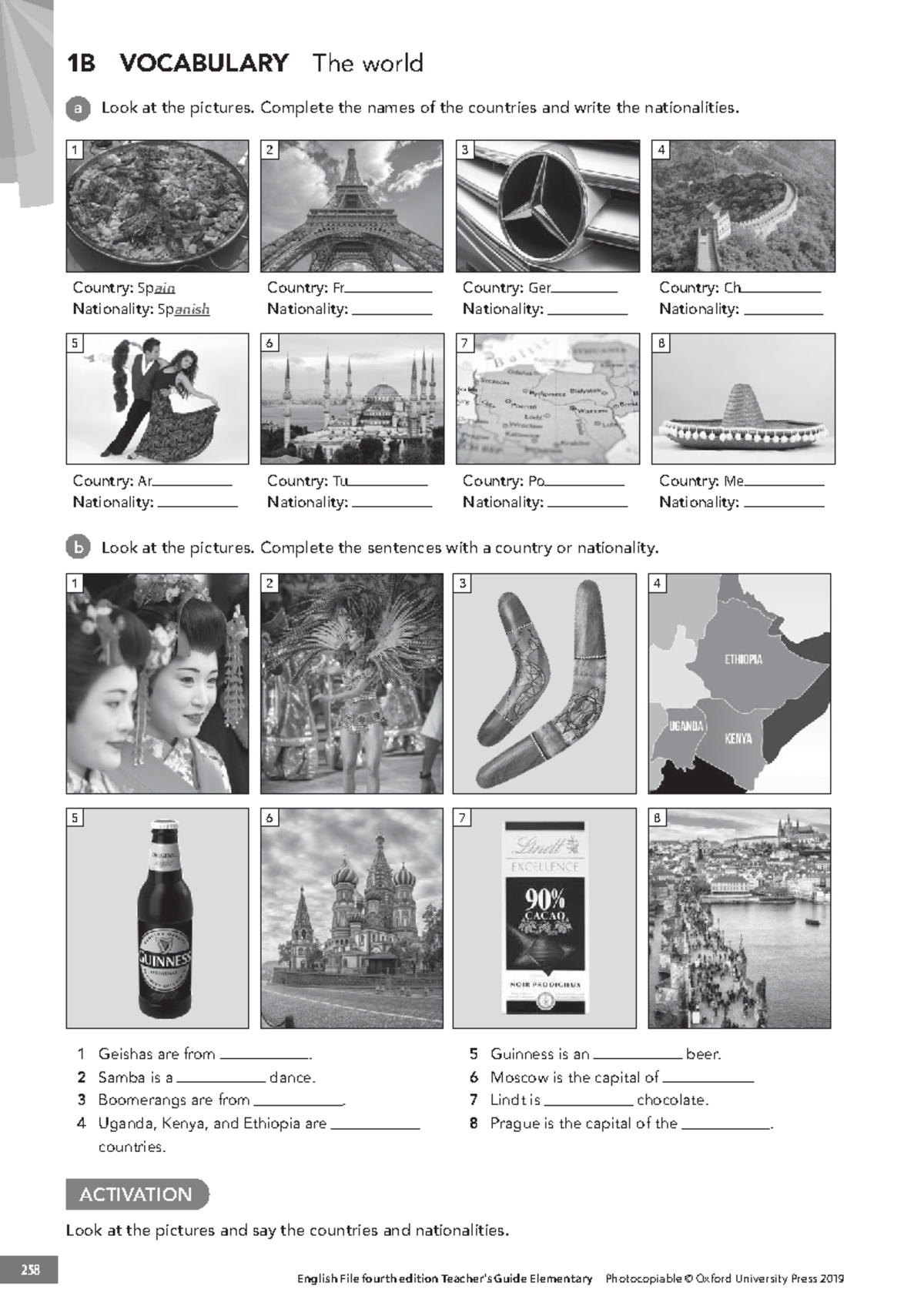 1B VOCABULARY: Countries and Nationalities Exercise Guide - Studocu