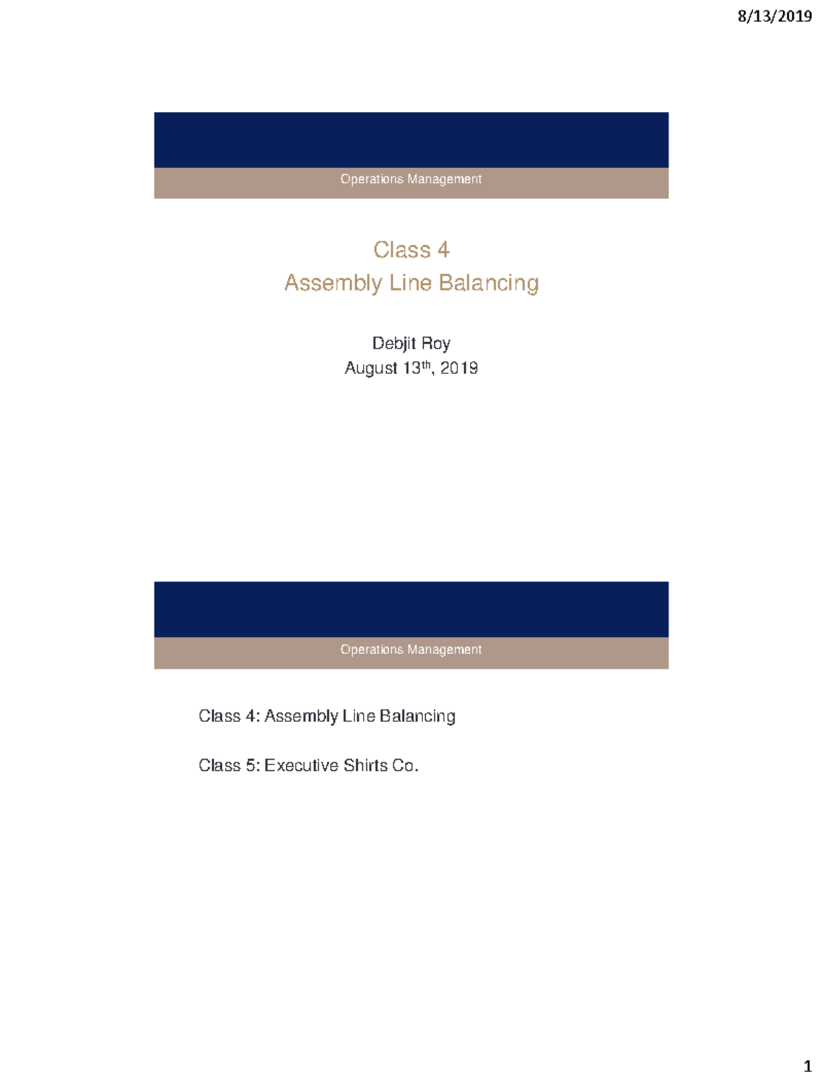 Assembly Line Balancing - Ops Management Class 4 Guide - Studocu
