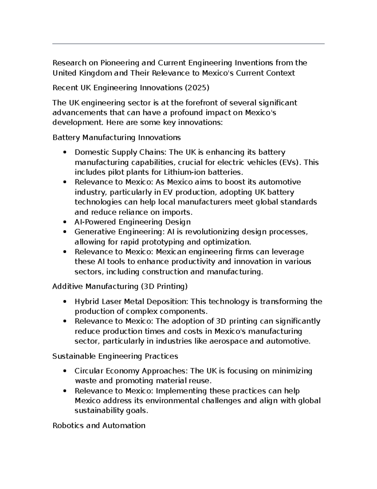 UK Engineering Innovations (2025): Relevance for Mexico's Manufacturing ...