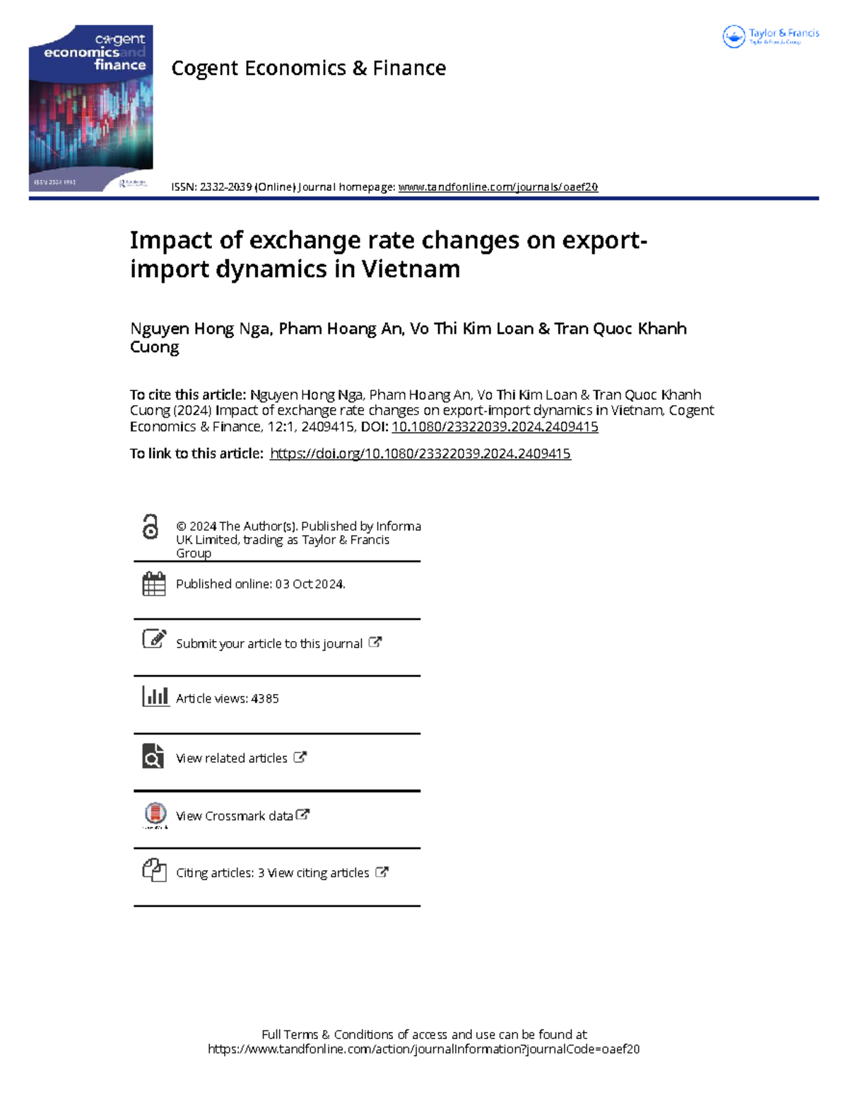 Impact of Exchange Rate Changes on Export-Import Dynamics in Vietnam ...