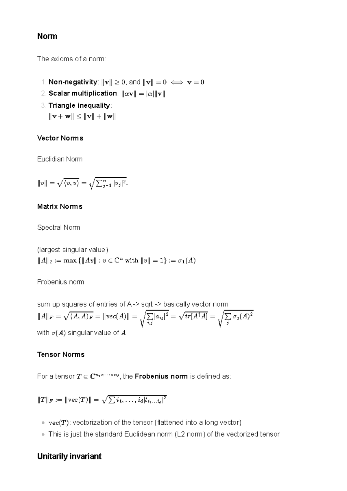 Norms: A Summary of Axioms and Types in Mathematics - Studocu