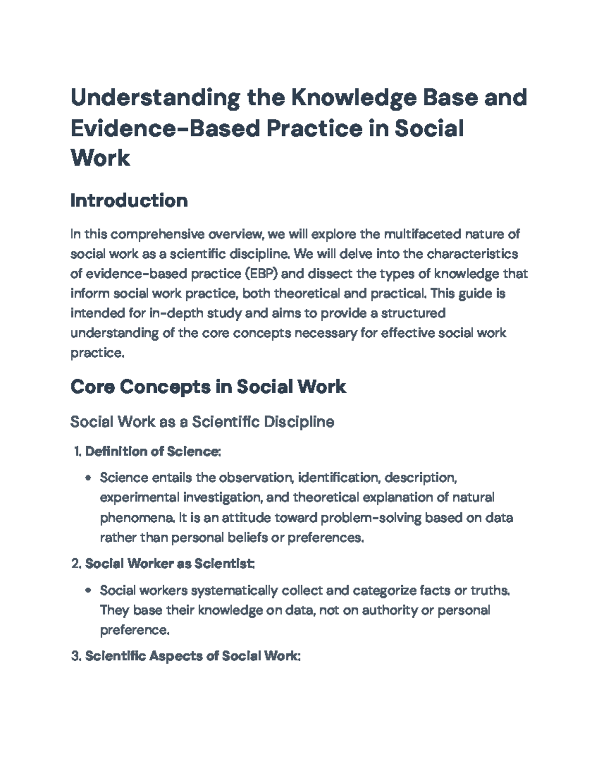 Evidence-Based Practice in Social Work: Knowledge Base Overview ...