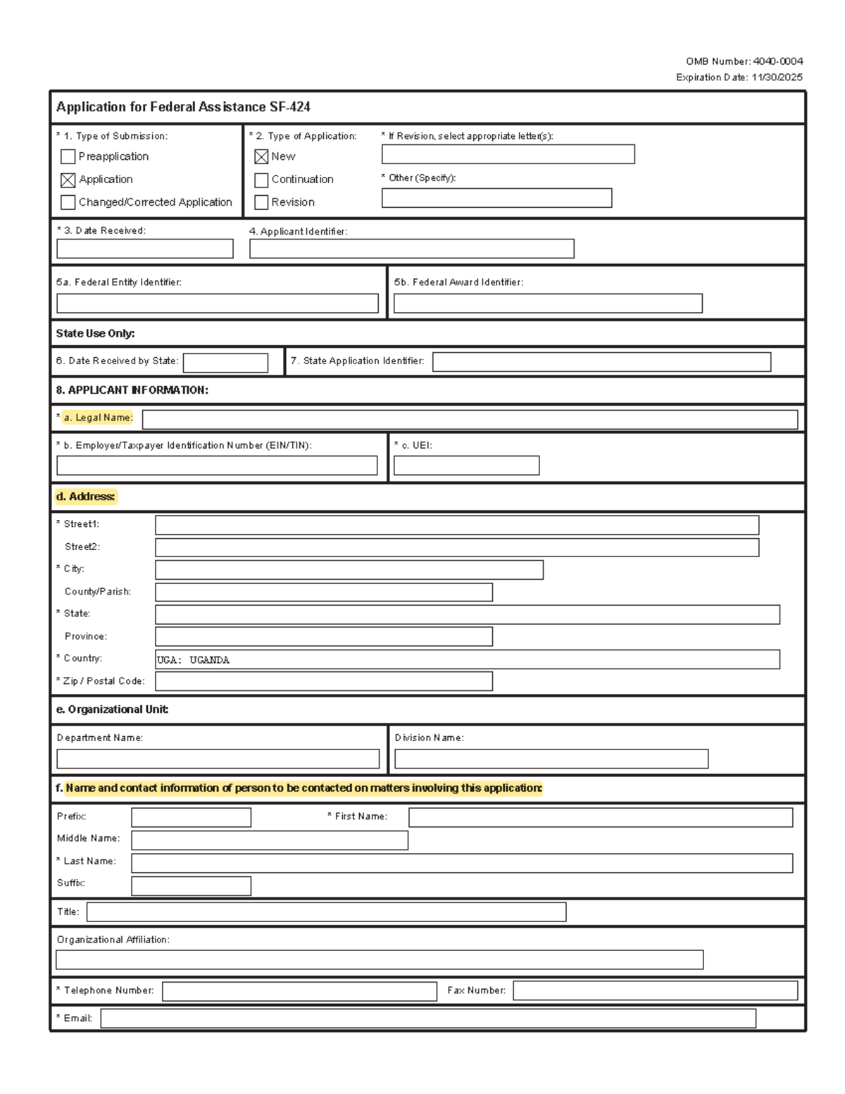 Federal Assistance Application Form (SF-424) for PEPFAR Grants - Studocu