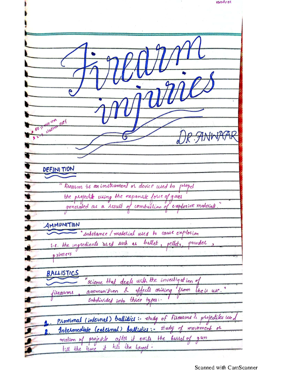 Firearm injuries - Notes - Forensic - Studocu