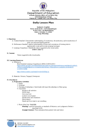 A Detailed Lesson Plan in English 4 - OBJECTIVES At the end of the ...