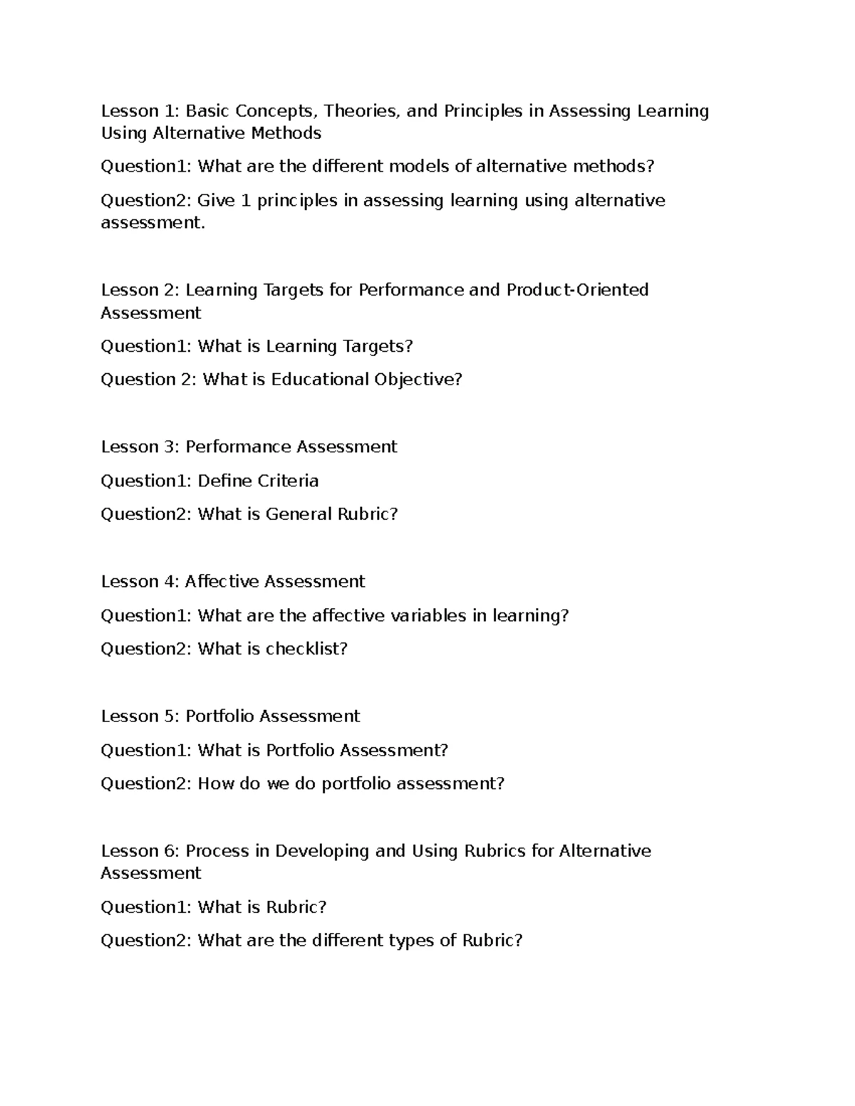 Book 2 Lesson 10 - Assessment Insights for Learning 2 - Studocu