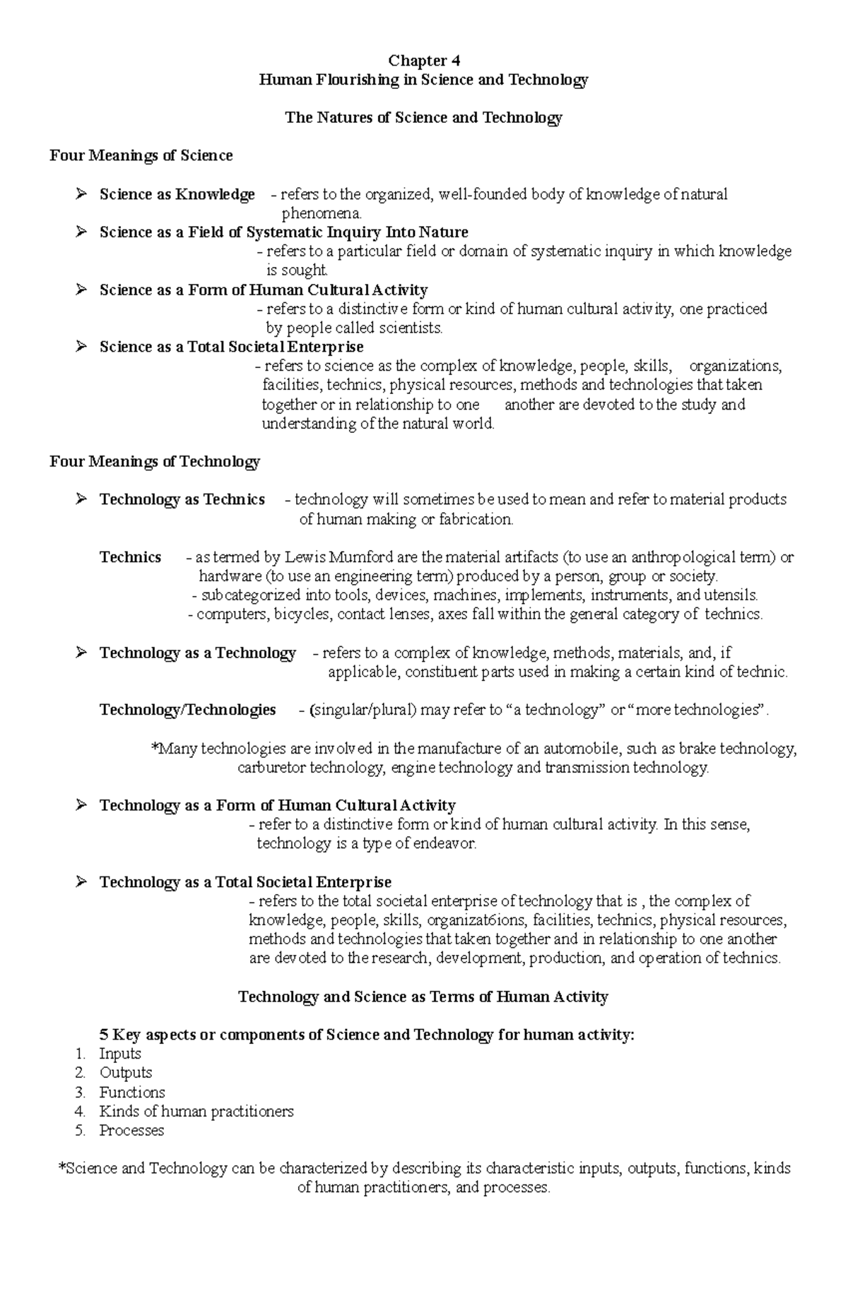 Fact Sheet: STS 101 - Lecture Notes on Human Flourishing in Science ...