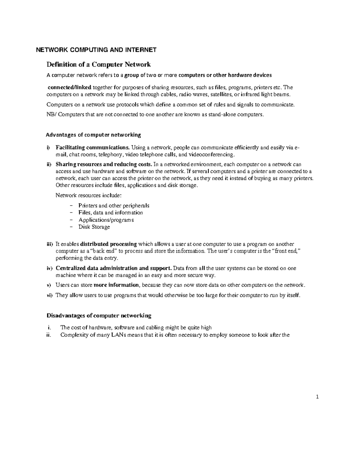 Network Computing and Internet - NETWORK COMPUTING AND INTERNET ...