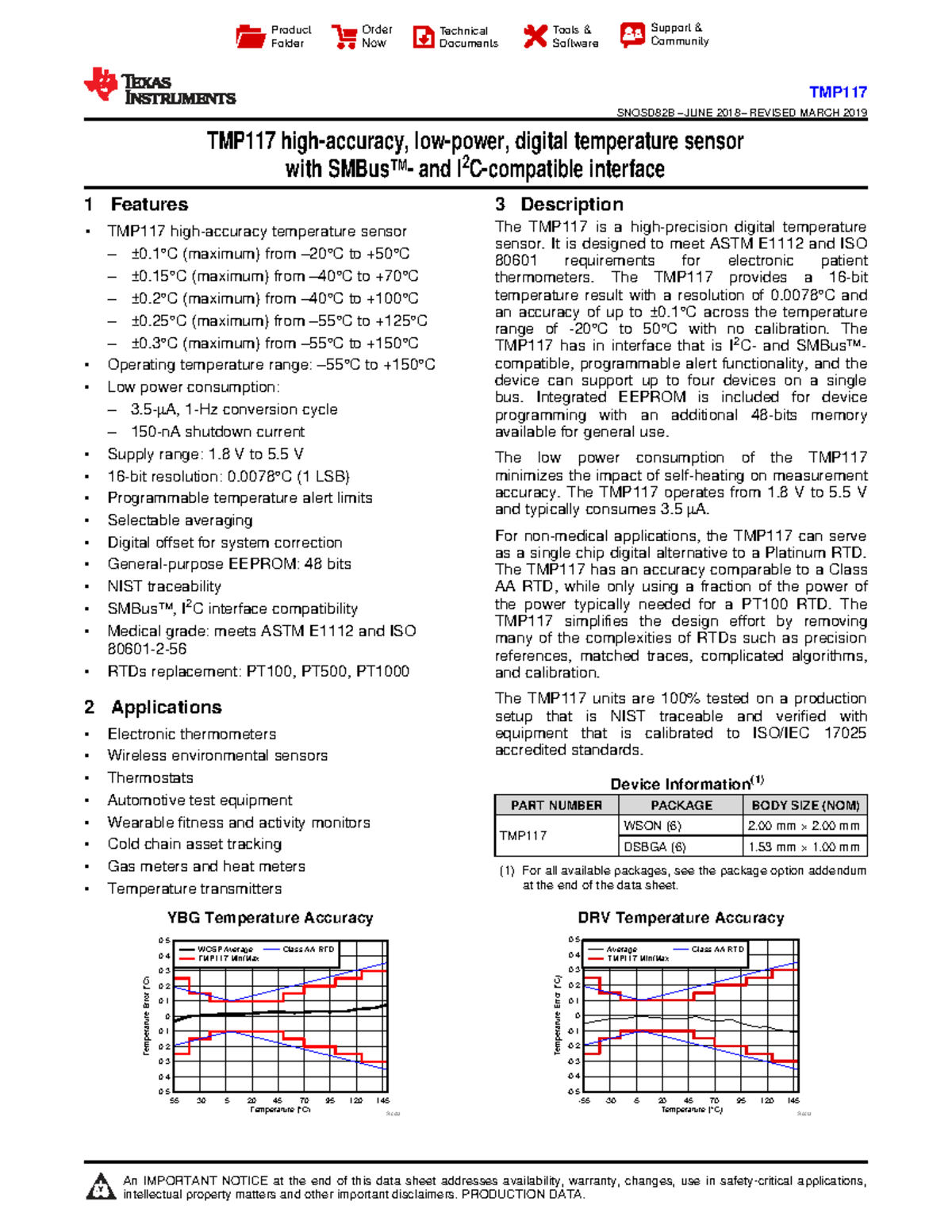 TMP117 Datasheet: Digital Temperature Sensor Overview and Specs - Studocu