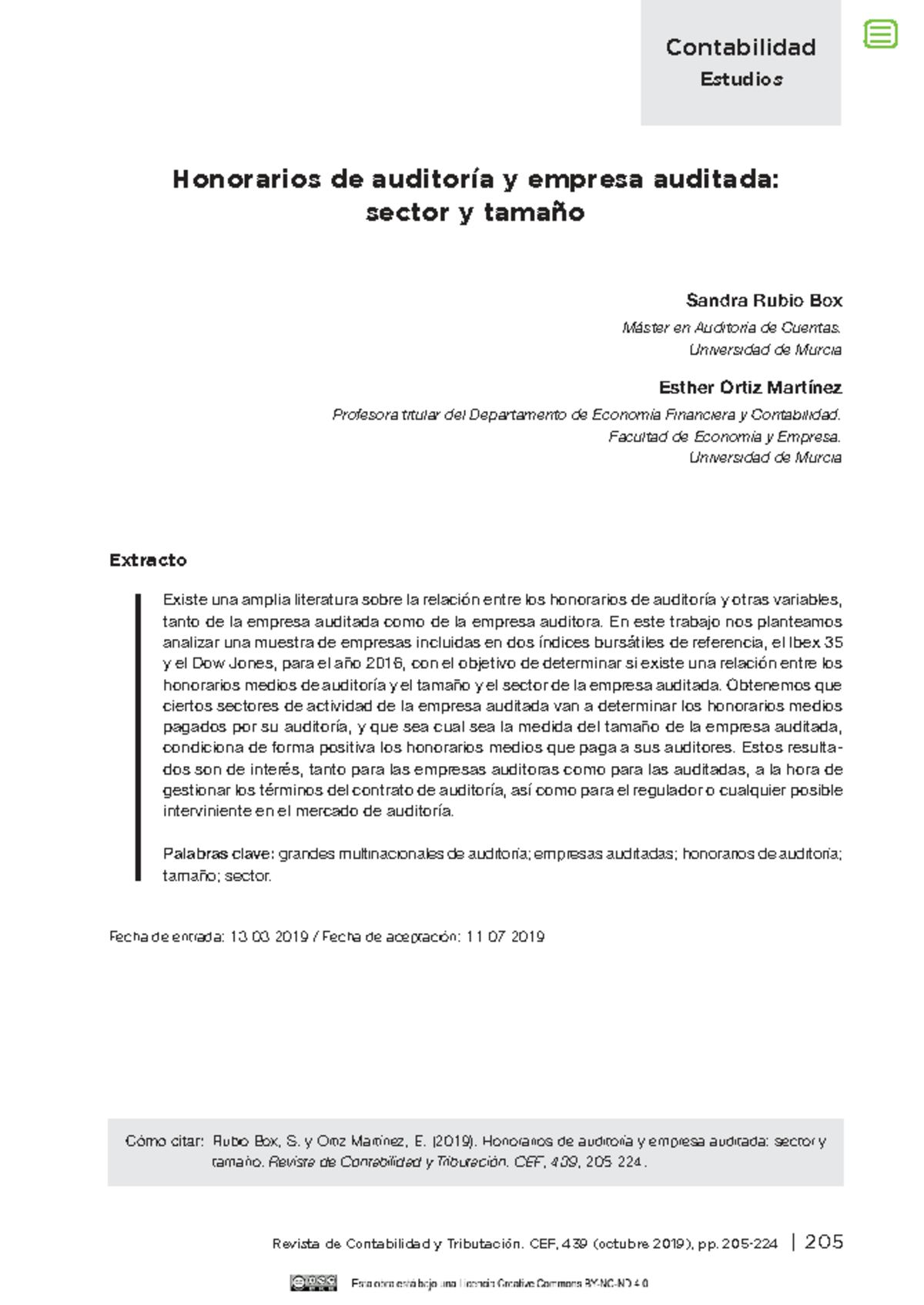 Honorarios de Auditoría y Empresa Auditada: Sector y Tamaño (Máster en ...