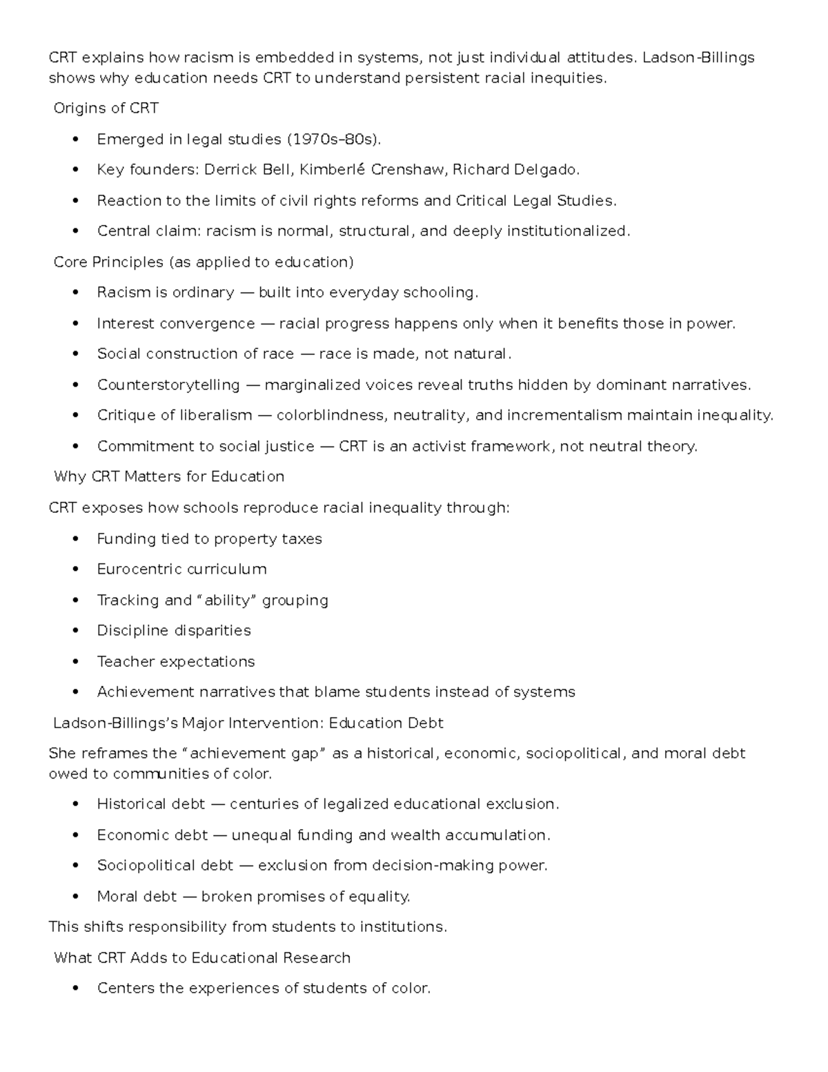 Critical Race Theory (CRT) Study Guide: Understanding Racial Inequities ...