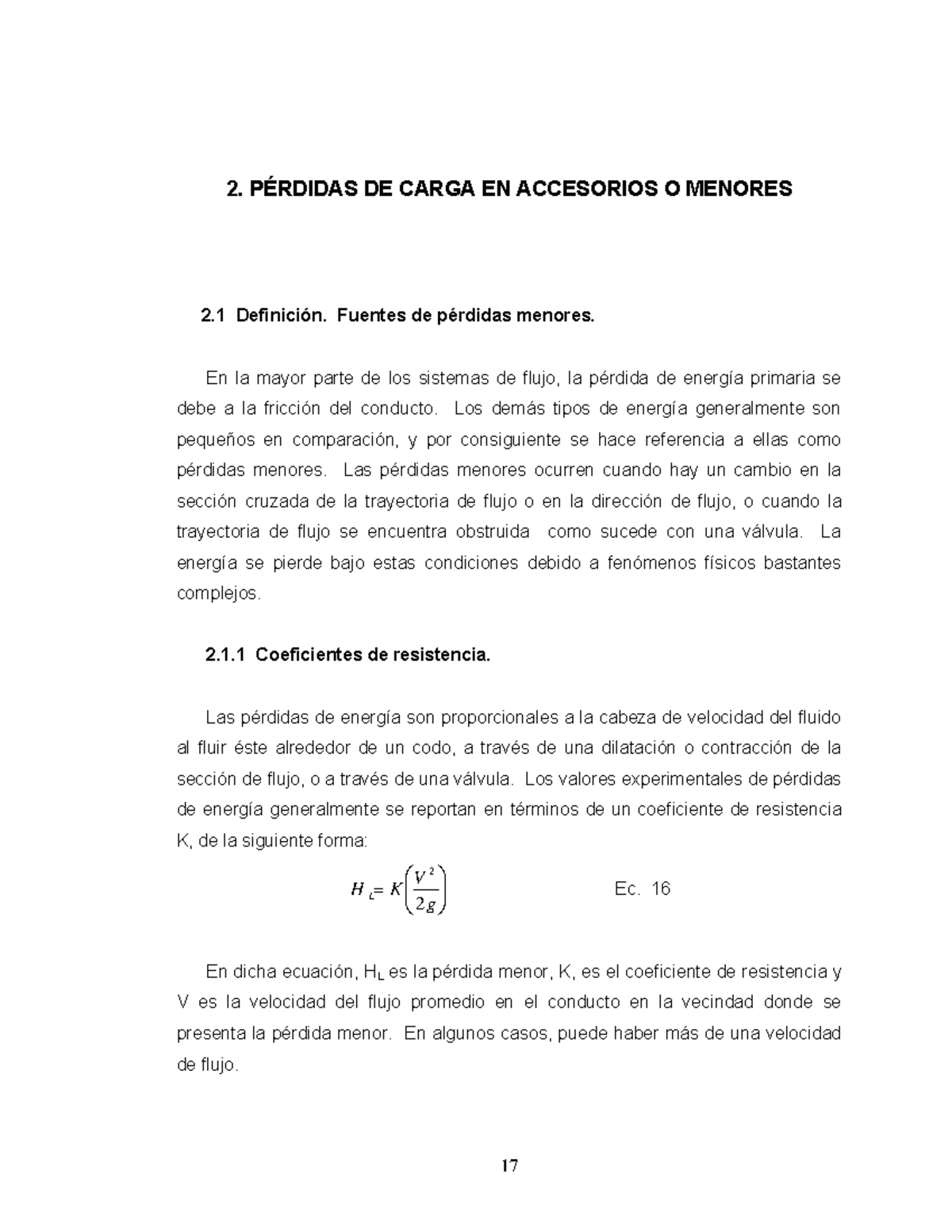 Pérdidas de Carga en Accesorios de Fluidos - Mecánica de Fluidos - Studocu
