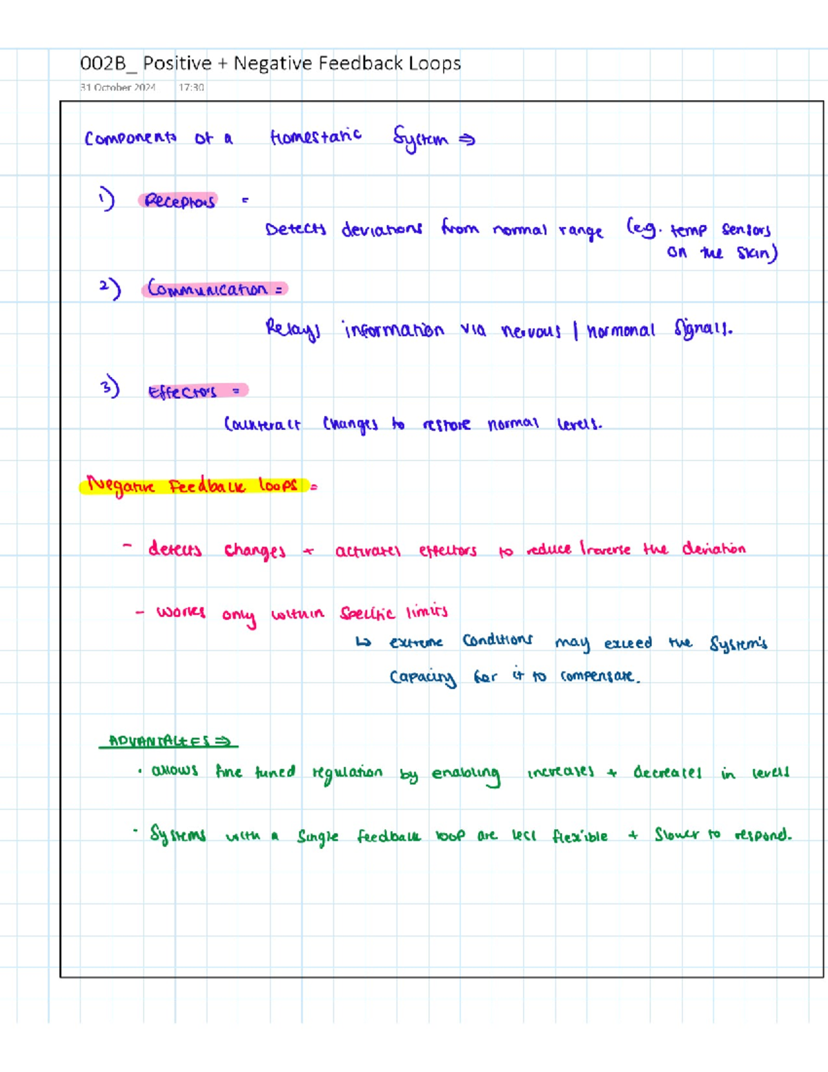 002B Positive & Negative Feedback Loops Study Notes - Studocu
