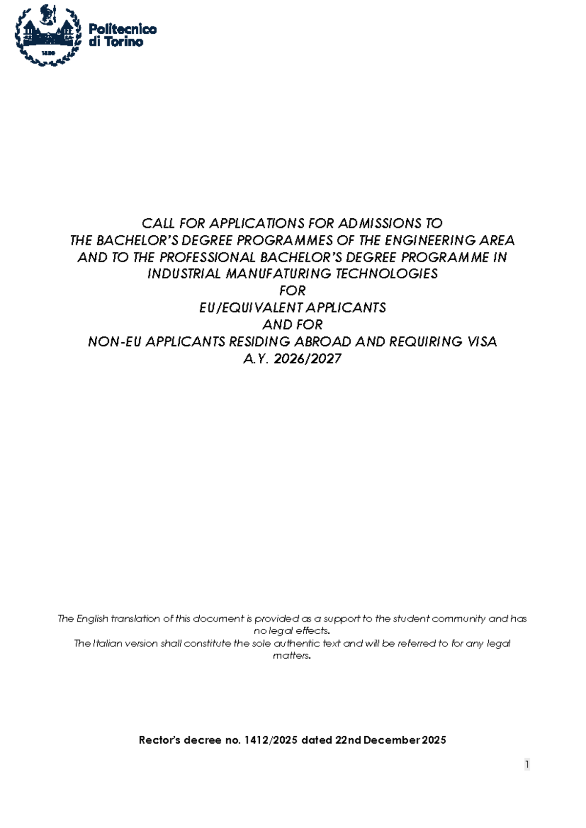 Call for Applications: Engineering Degree Programs & Industrial ...