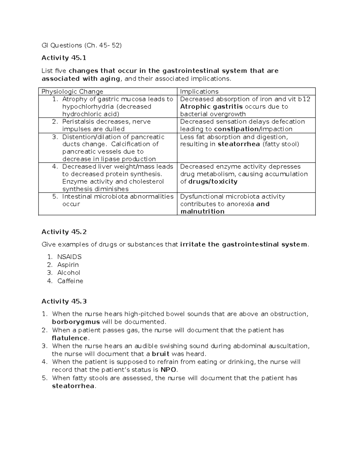 242 GI+practice+questions +ch - GI Questions (Ch. 45- 52) Activity 45 ...