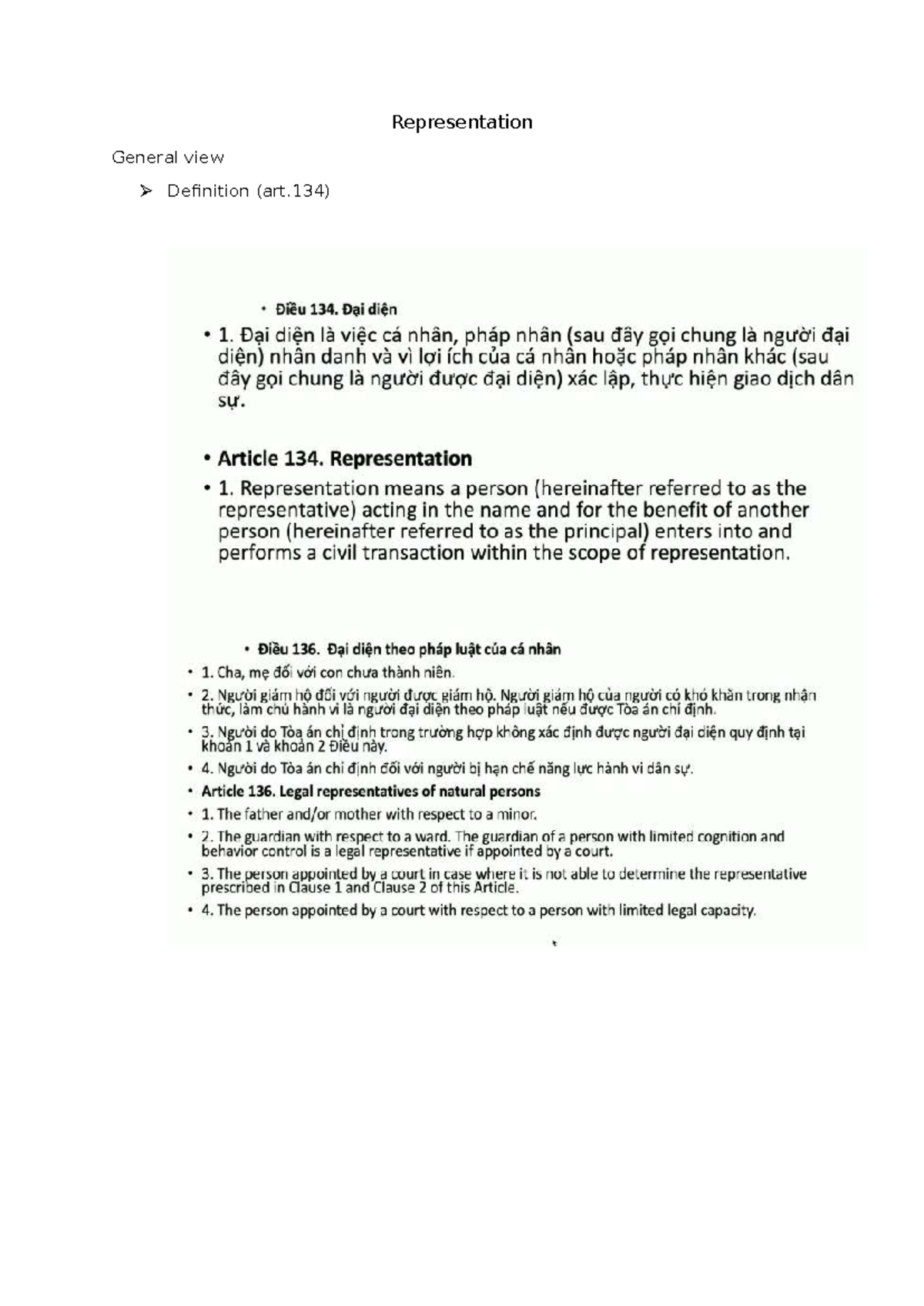 Representation and Legal Capacity: Overview and Key Articles (Art. 134 ...