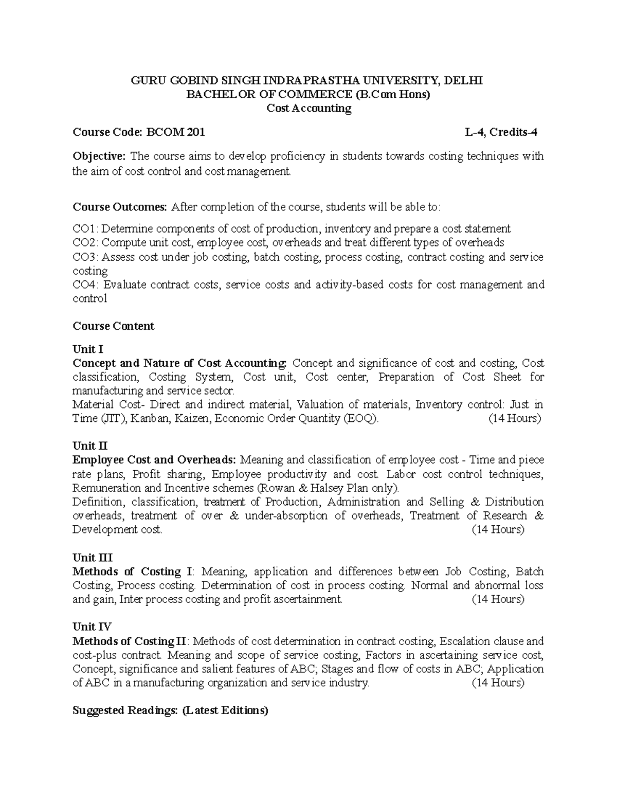 Final Exam BCOM(H) II Year: Comprehensive Cost Accounting Notes - Studocu