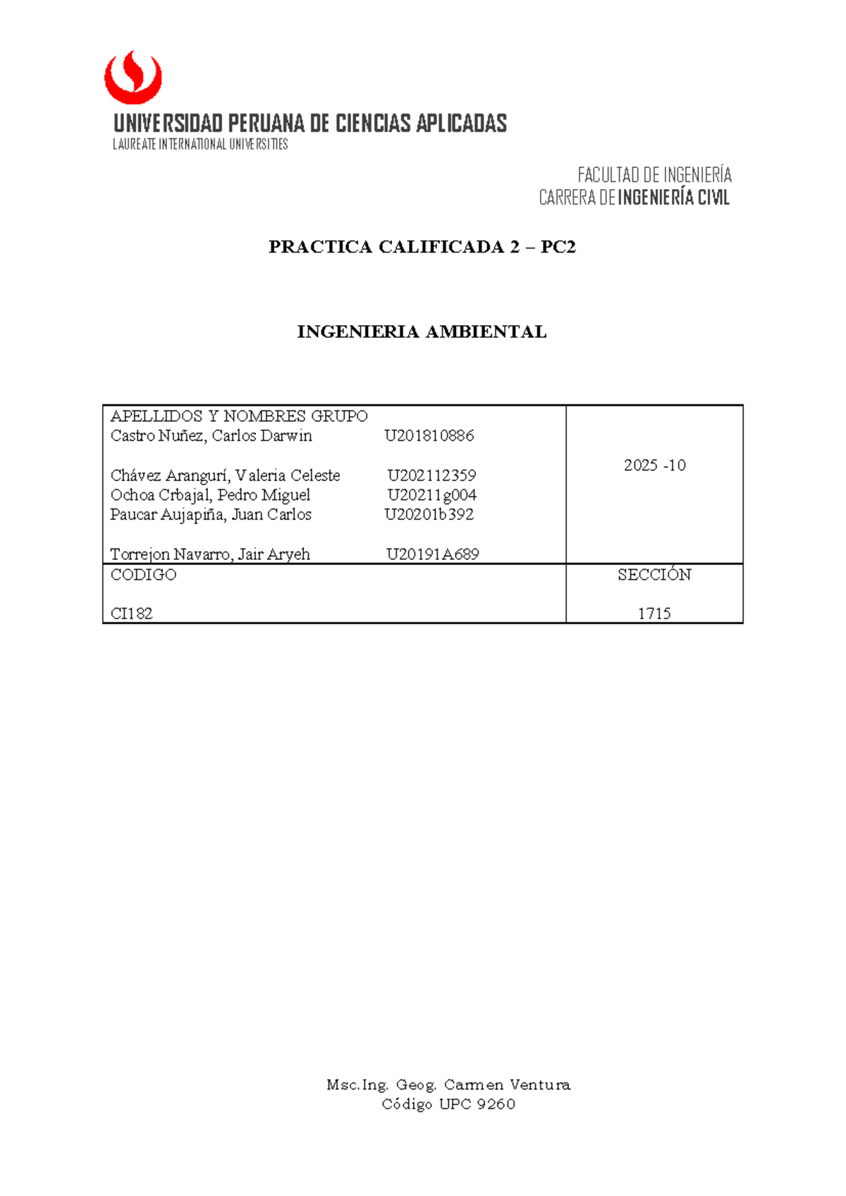 PC2 Ingenieria Ambiental 2025-10 - Mapa de Área de Influencia - Studocu
