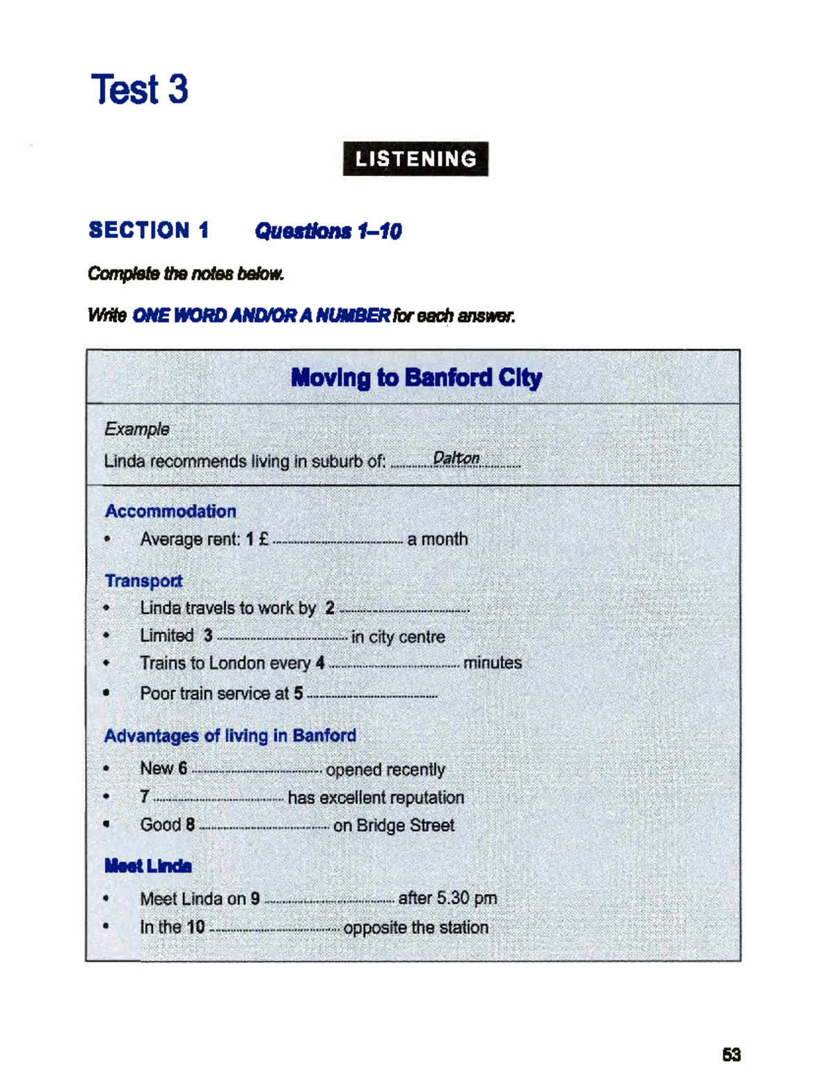 Test 4 Listening Section 1-3 Questions and Answers - Studocu