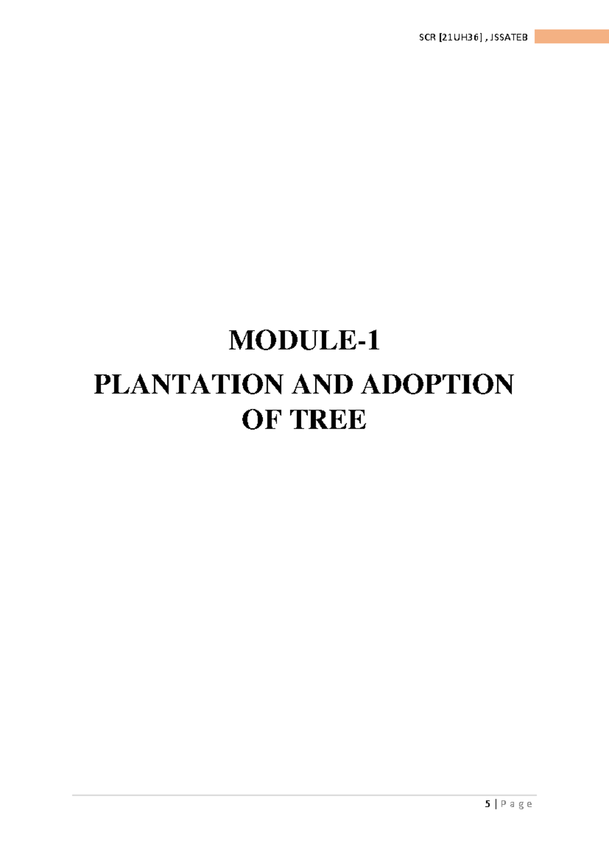 Module 1: Importance of Tree Plantation and Adoption for Ecology - Studocu