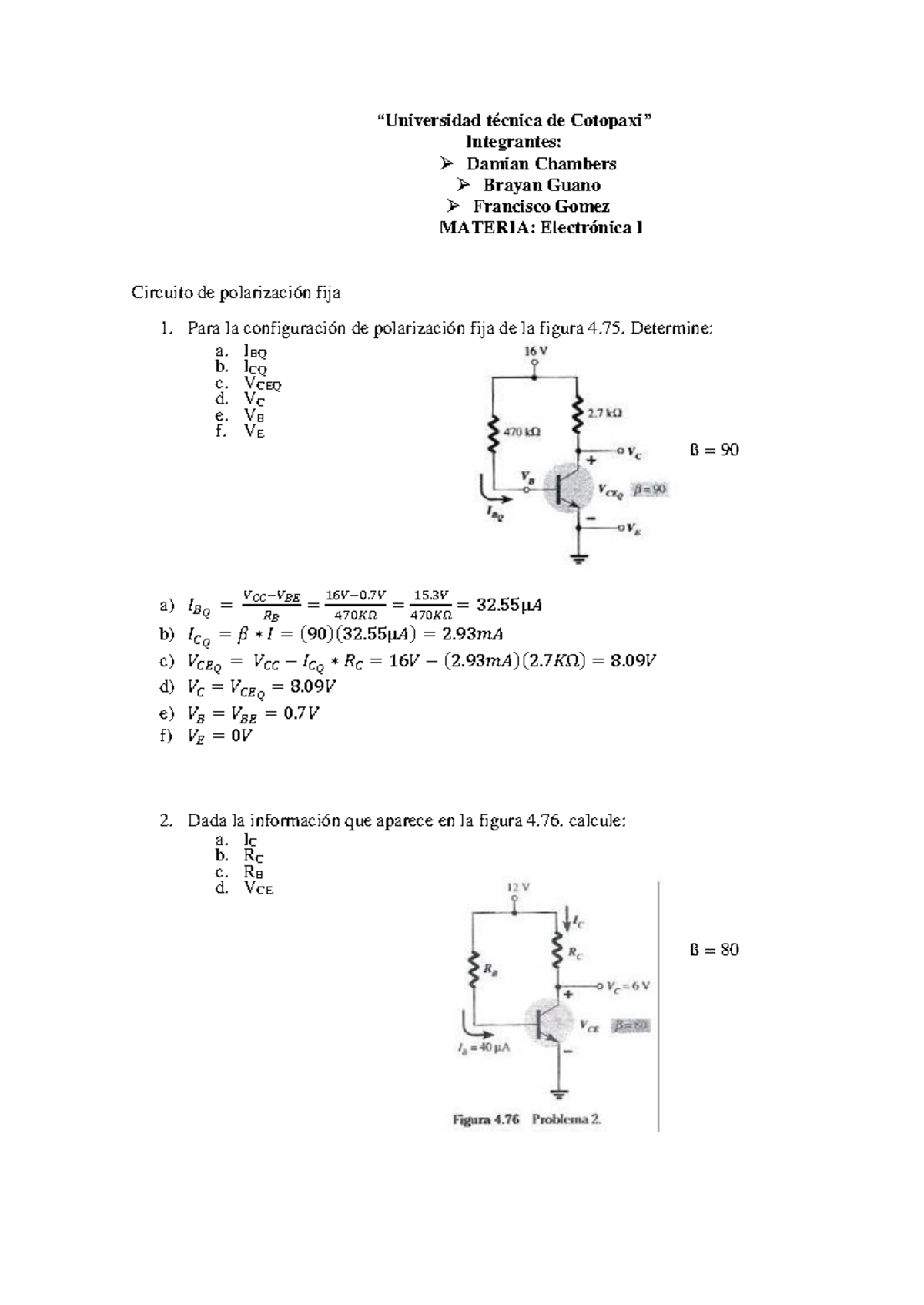 Guía de Ejercicios de Polarización en Electrónica I - ELI101 - Document Preview