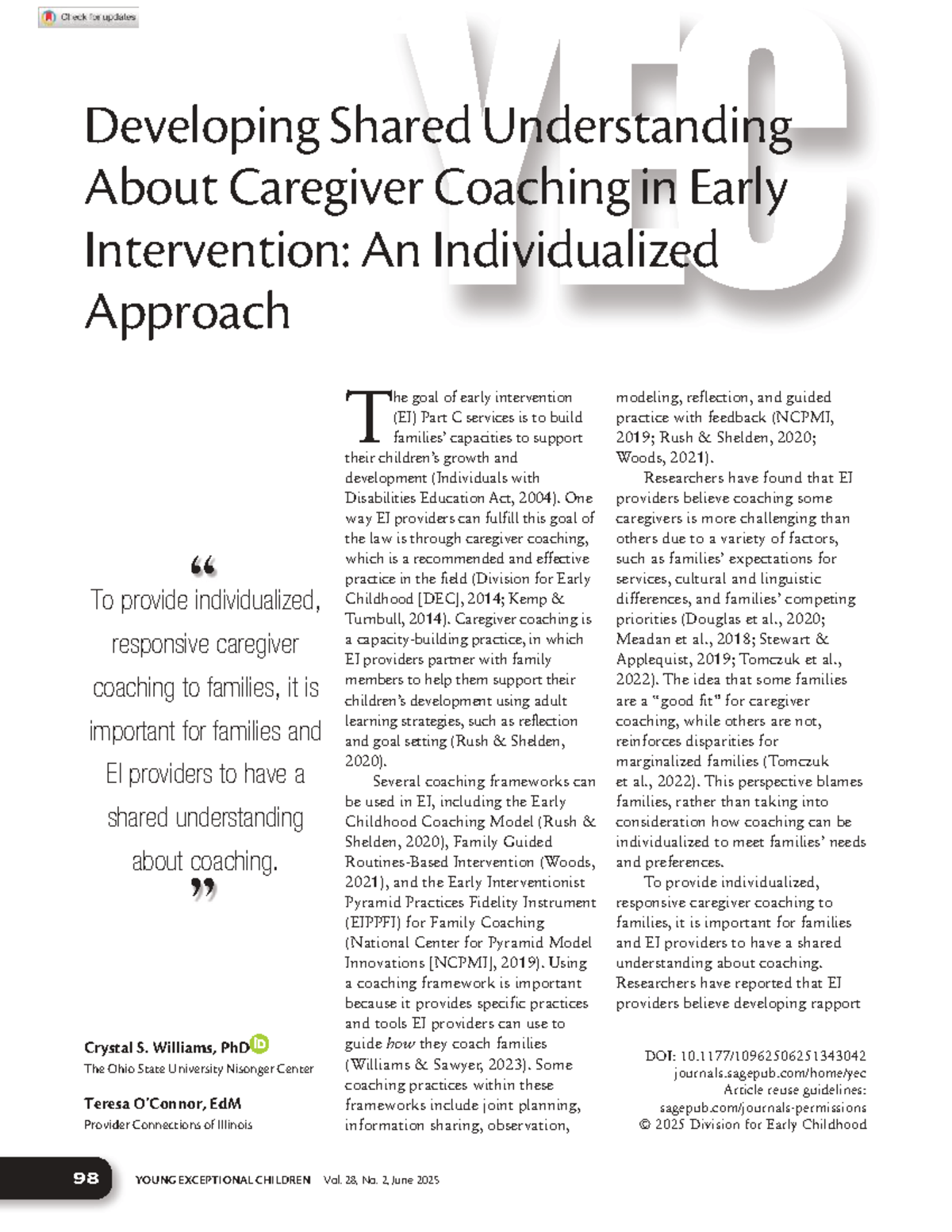 1343042 Developing Shared Understanding in Caregiver Coaching for EI ...