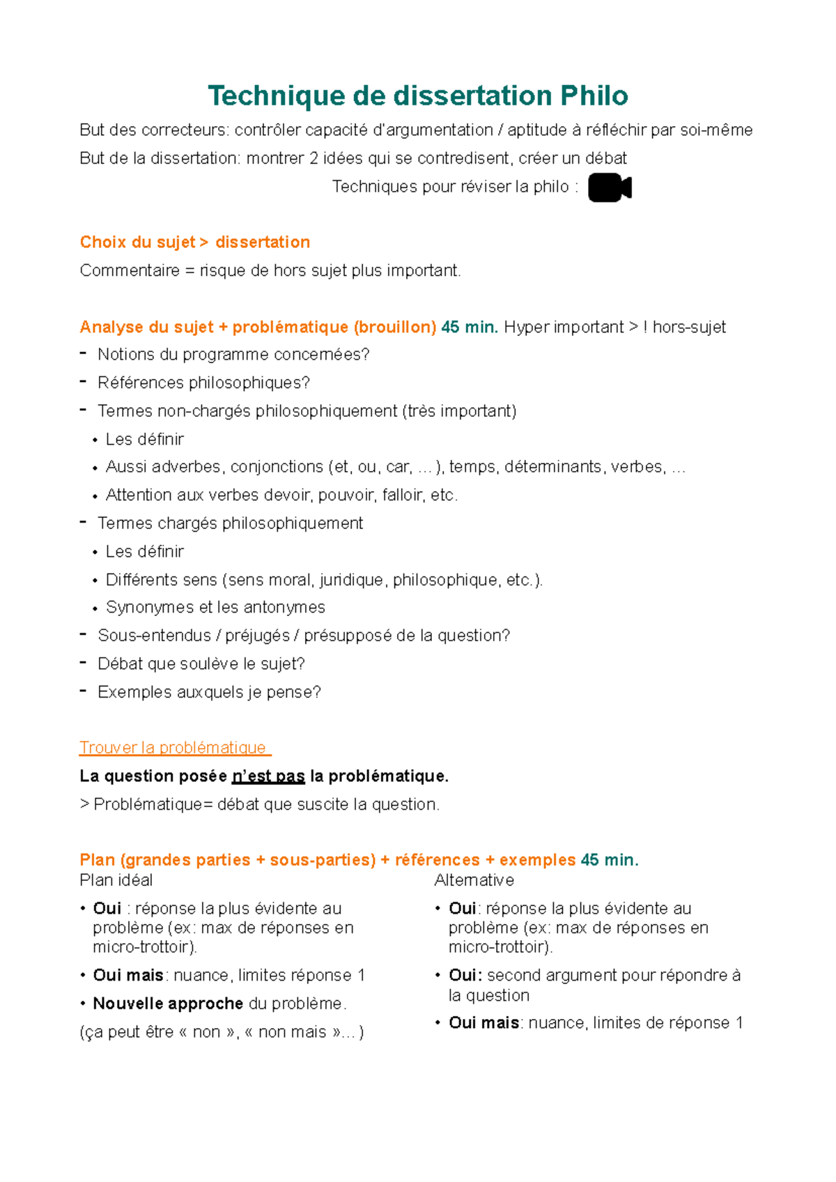 Bac de Philo - Méthode de Dissertation et Techniques de Révision - Studocu