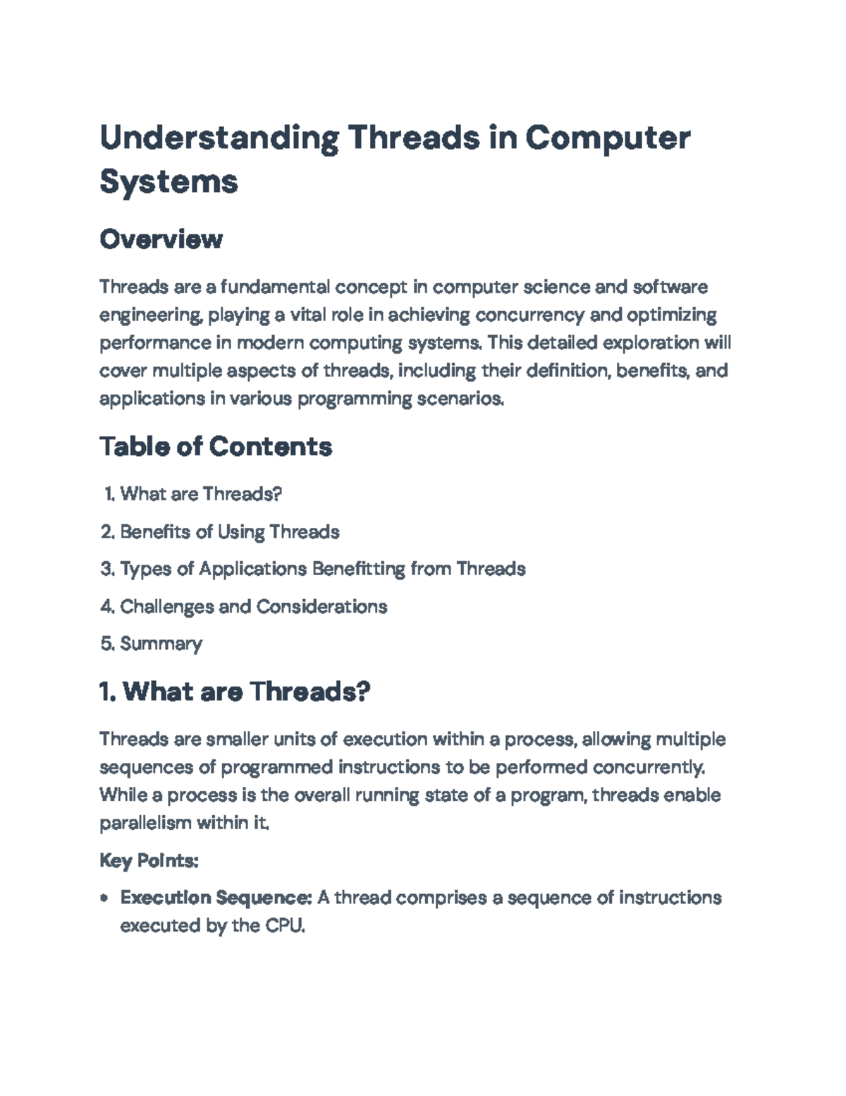 Understanding Threads in Computer Systems: Benefits and Challenges ...