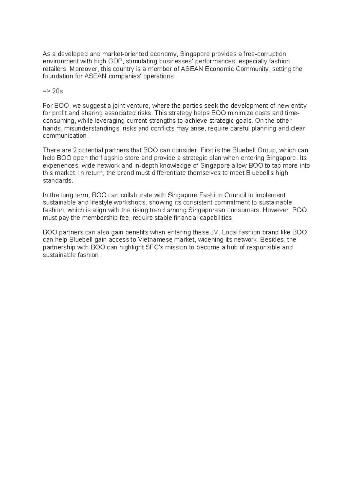 Presentation Script: Market Entry Strategy for BOO in Singapore - Studocu