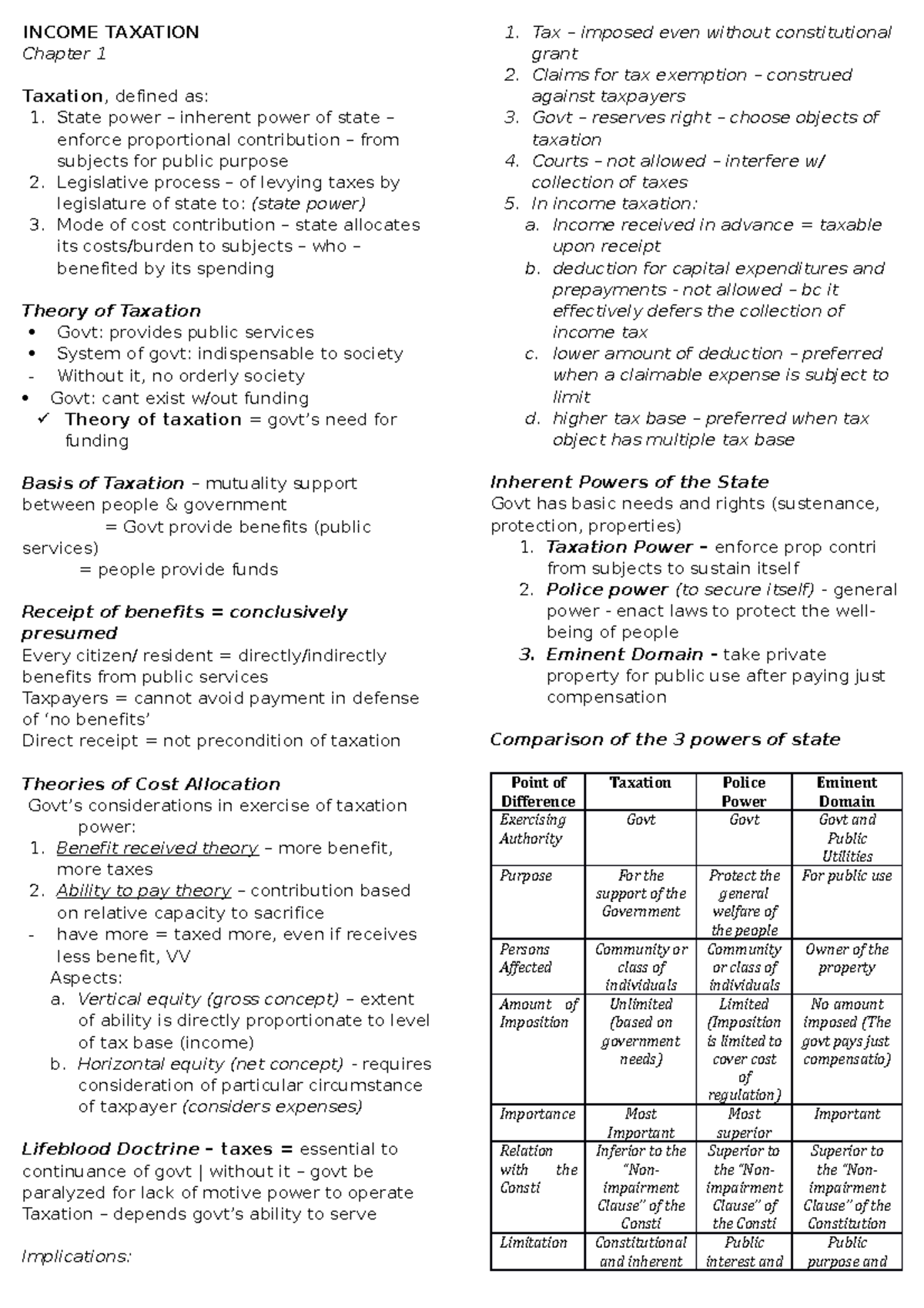 Chapter 1 - Intax - Banggawan Income Taxation Notes - INCOME TAXATION ...