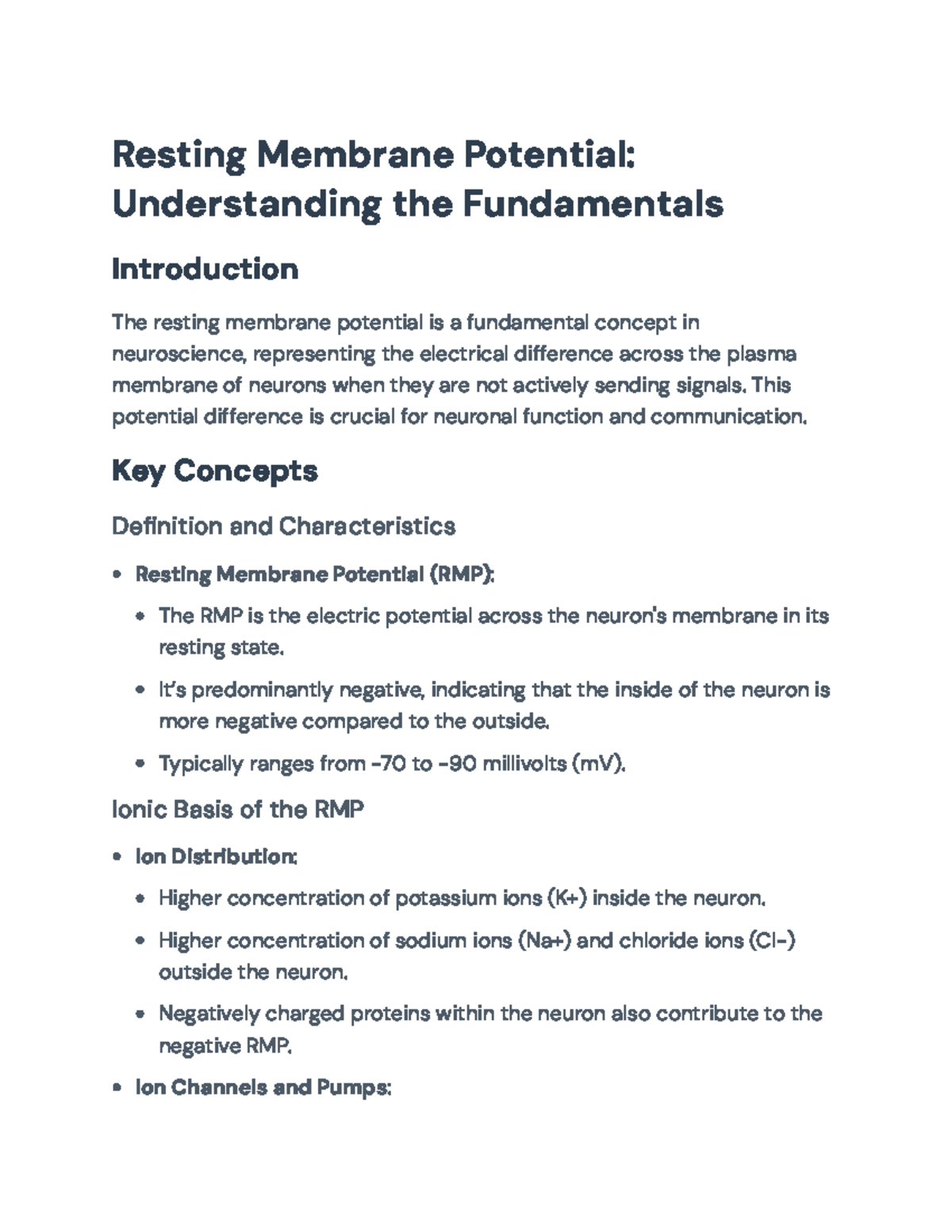 Resting Membrane Potential: Fundamentals & Implications in Neuroscience ...