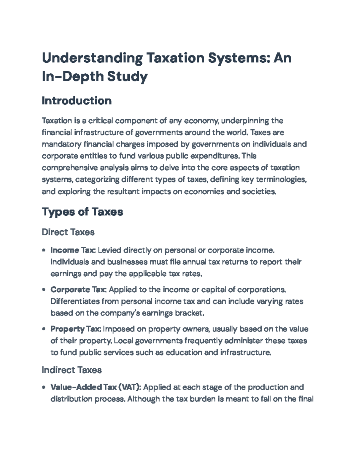 Comprehensive Overview of Taxation Systems: Types & Impacts (TAX101 ...