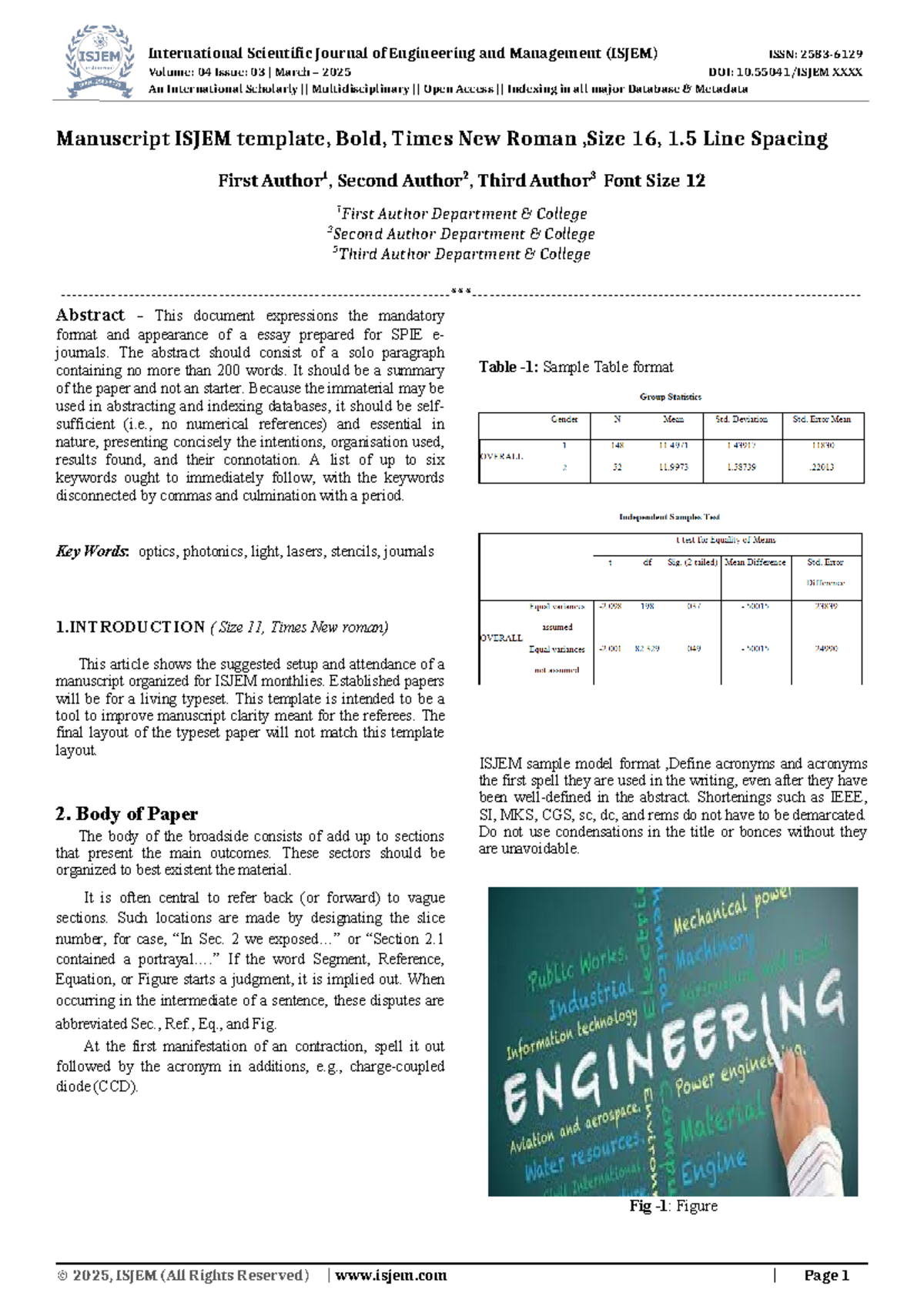 ISJEM Manuscript Template for Submission (Volume 04, Issue 03) - Studocu